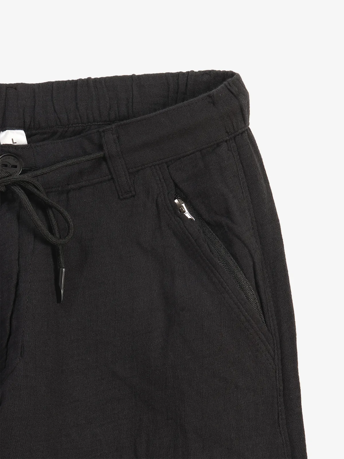 BEEVEE black solid cotton track pant