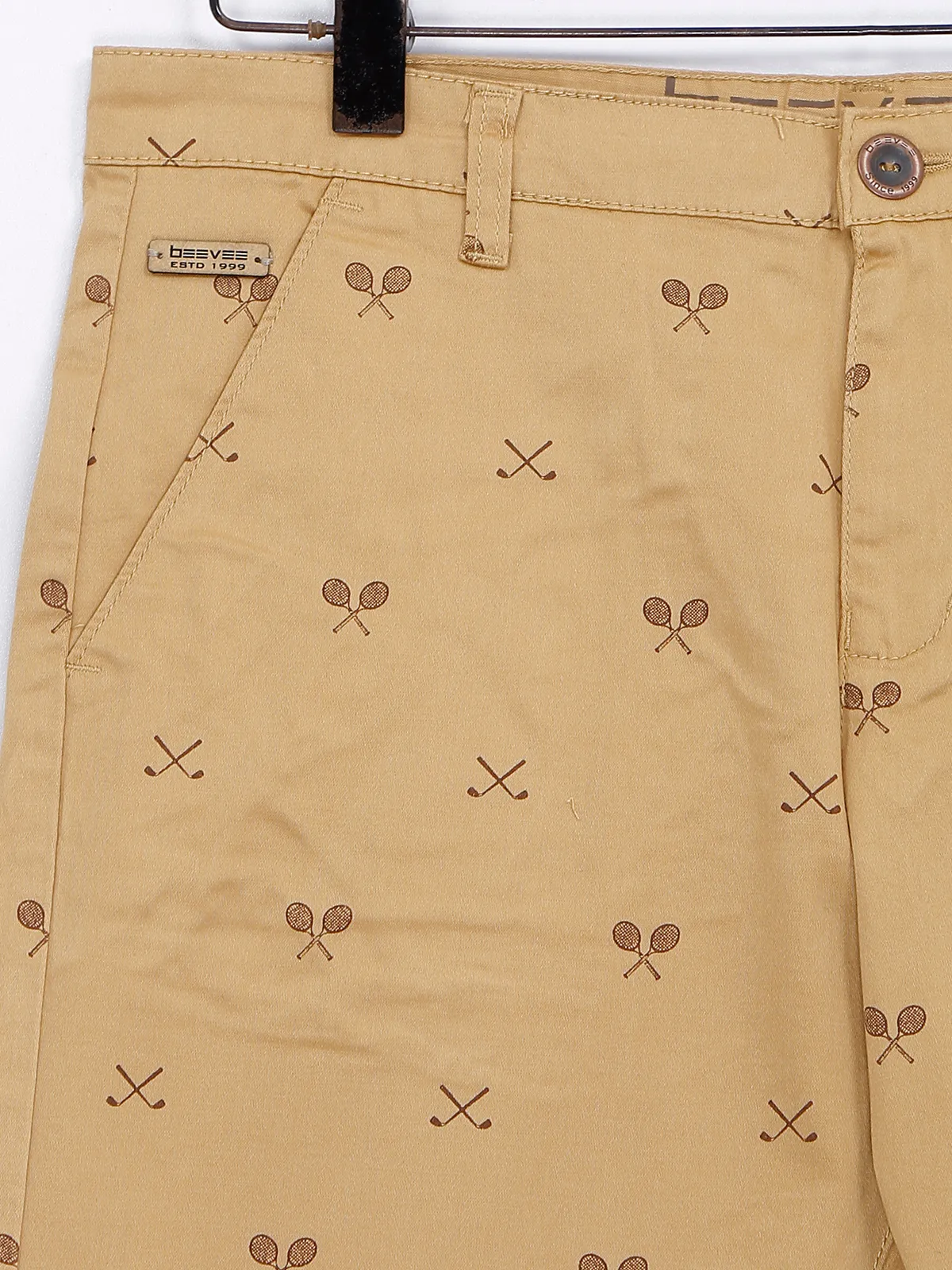 Beevee cotton khaki printed shorts