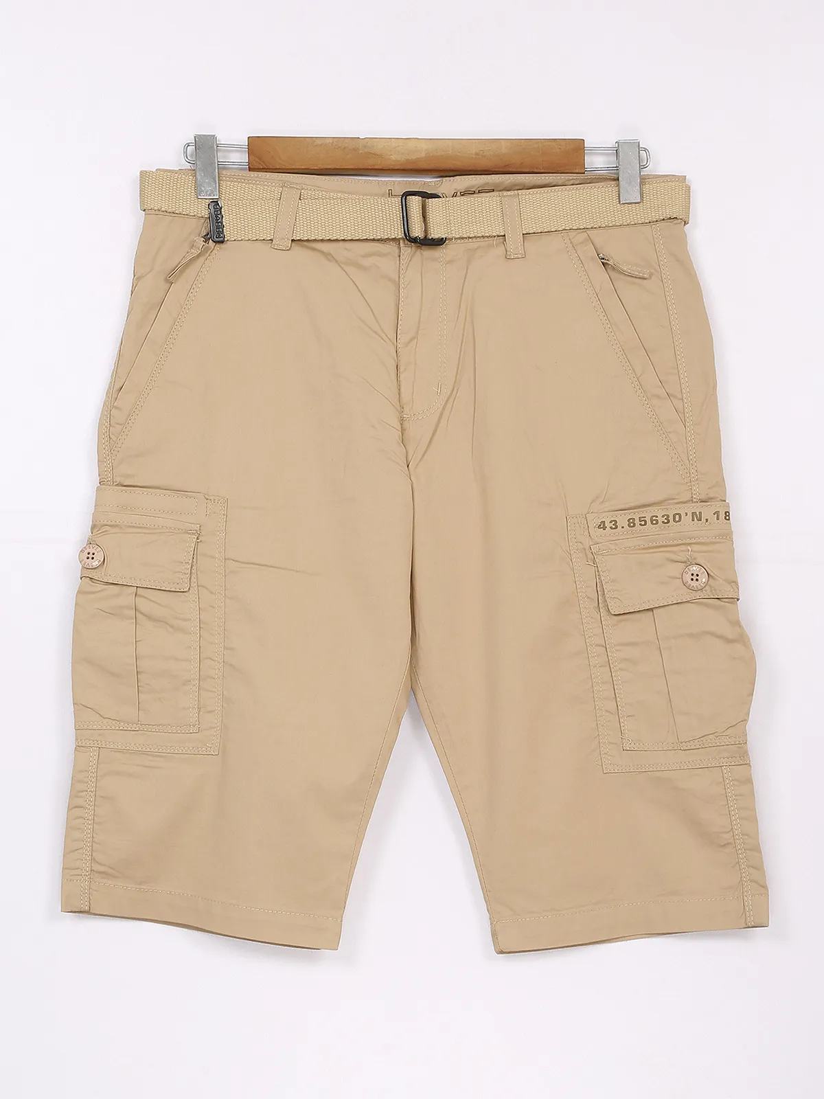 Beevee khaki cotton solid shorts