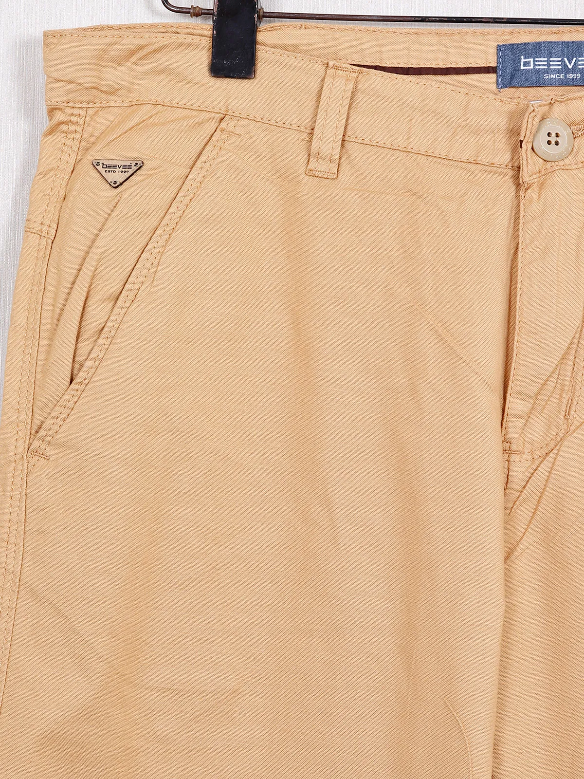 Beevee presented khaki solid cotton shorts