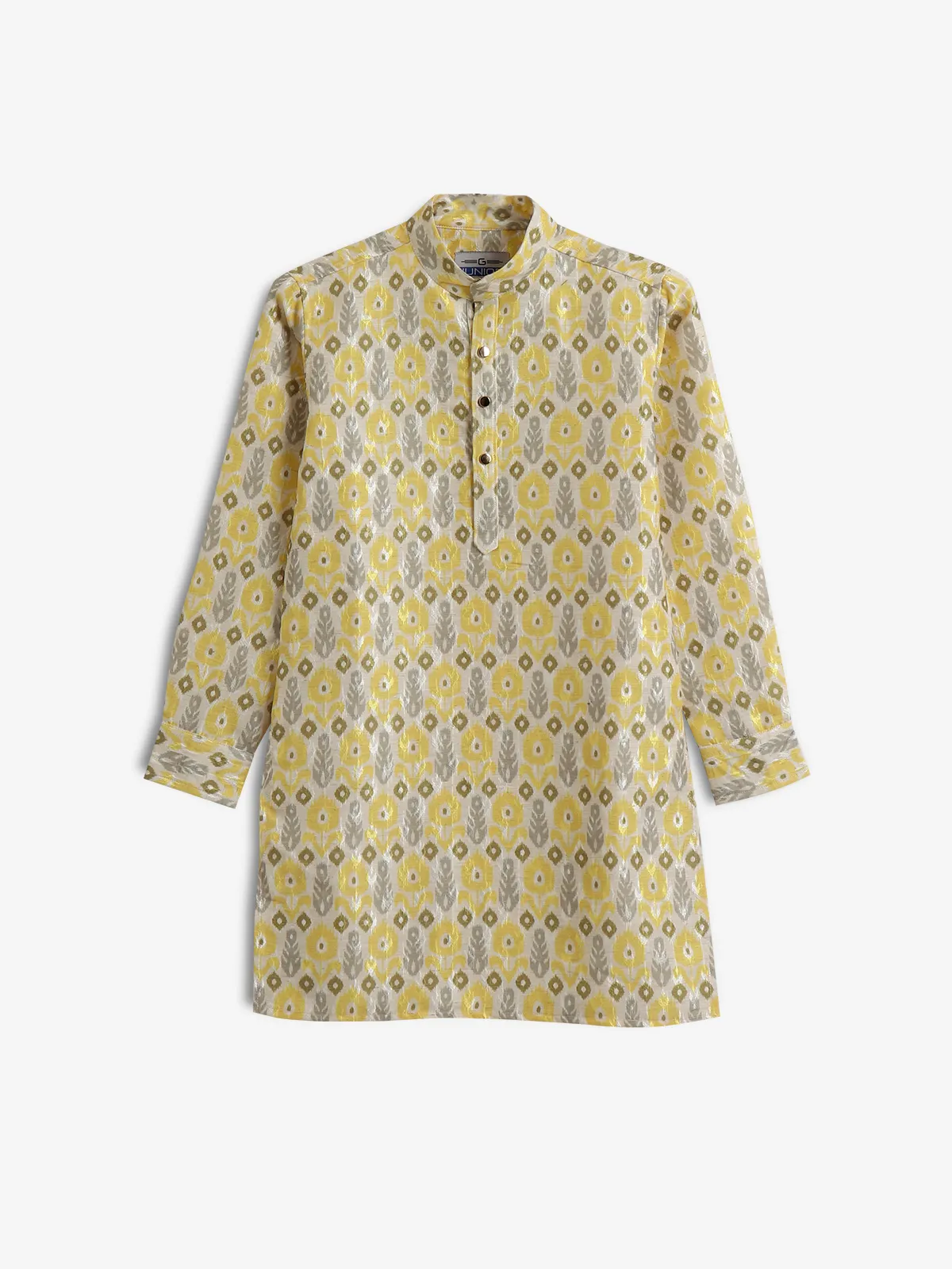 Beige and yellow printed kurta