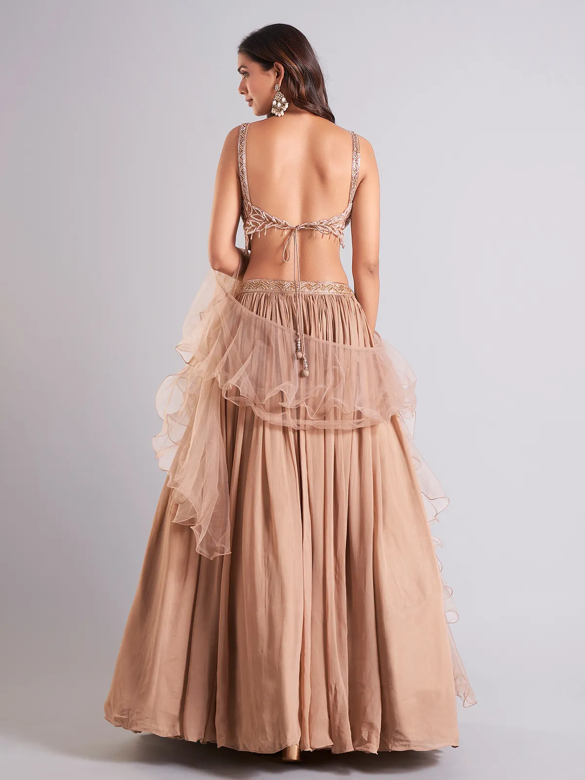 Beige georgette lehenga choli for wedding