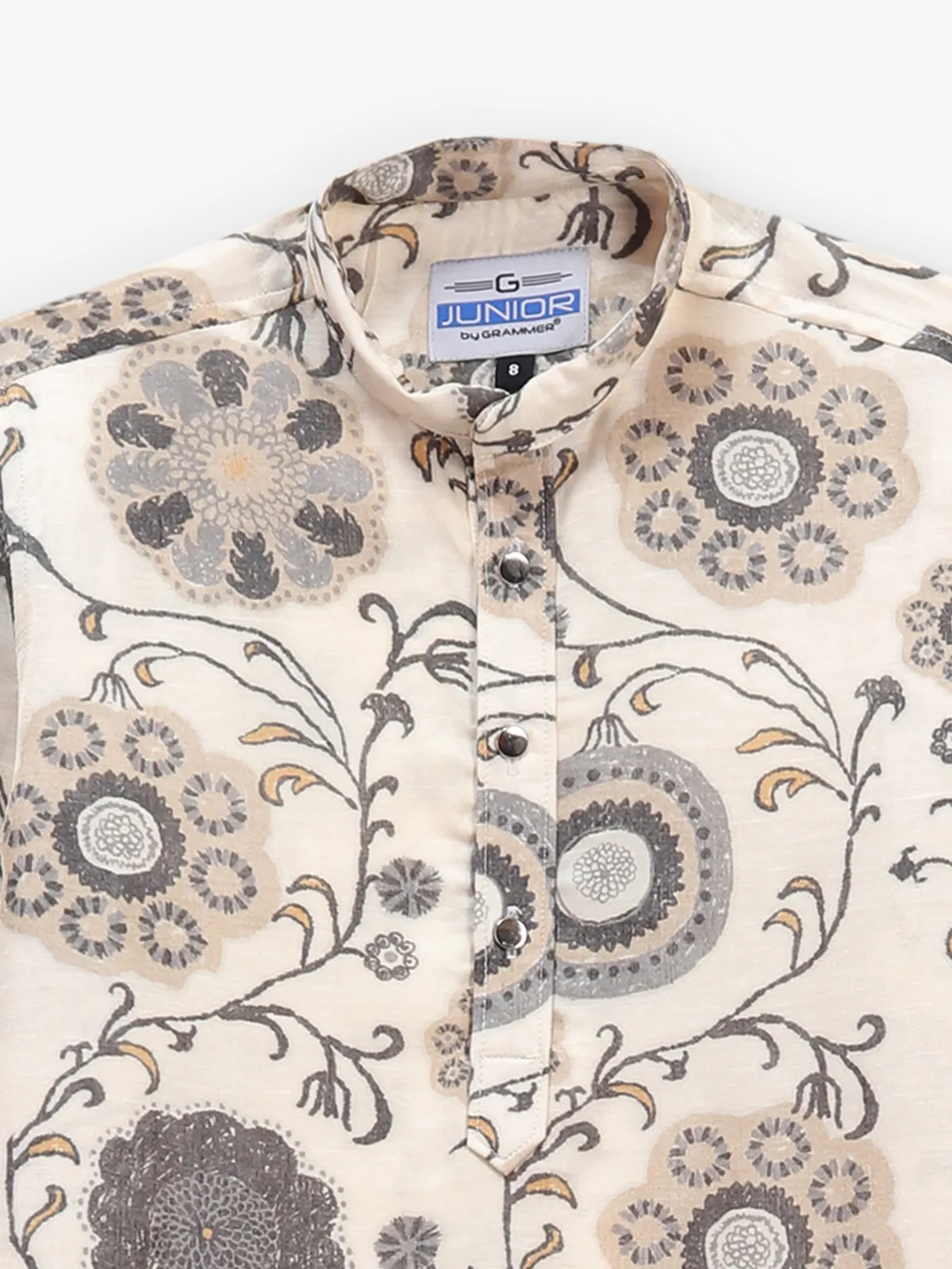 Beige printed kurta suit for festival for boys