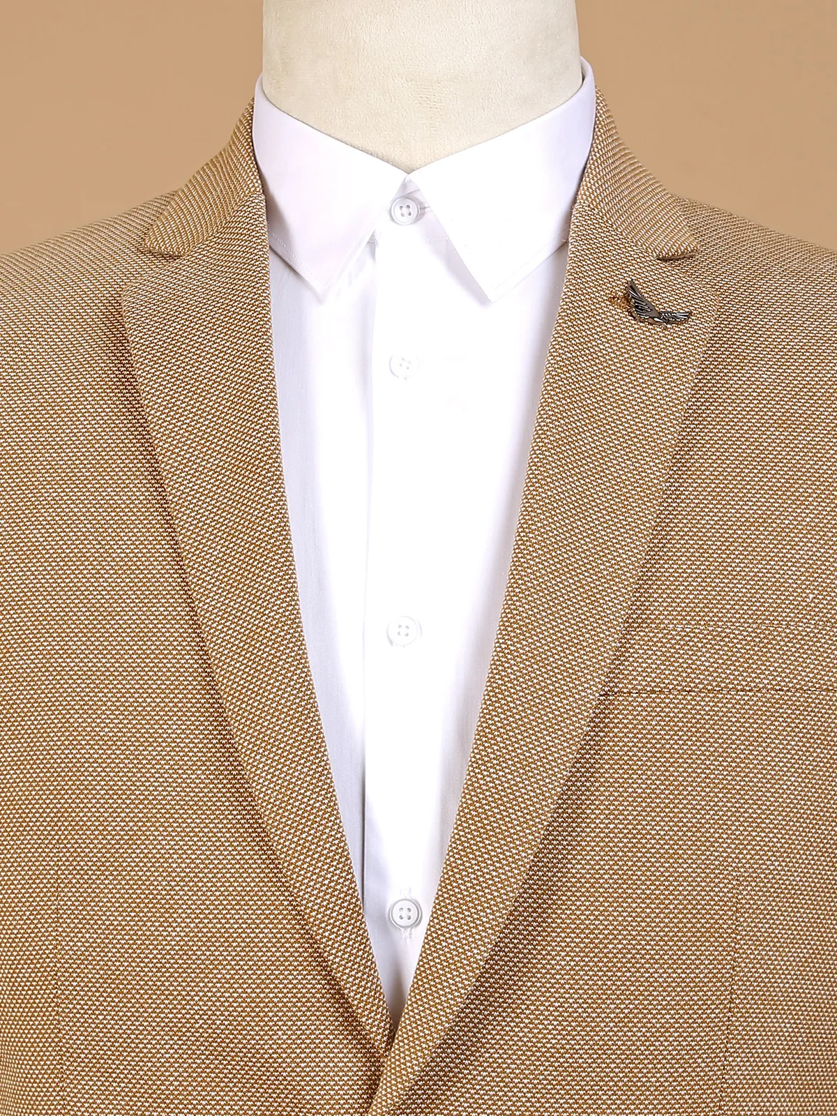 Beige reception wear terry rayon textured blazer