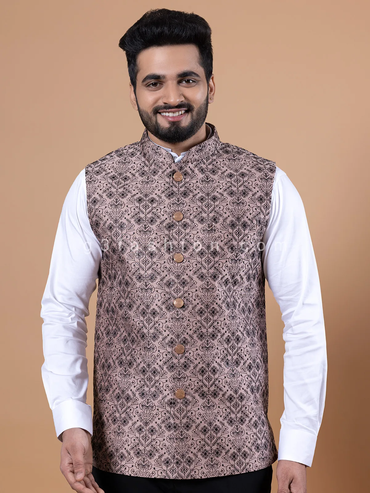 Beige silk wedding waistcoat