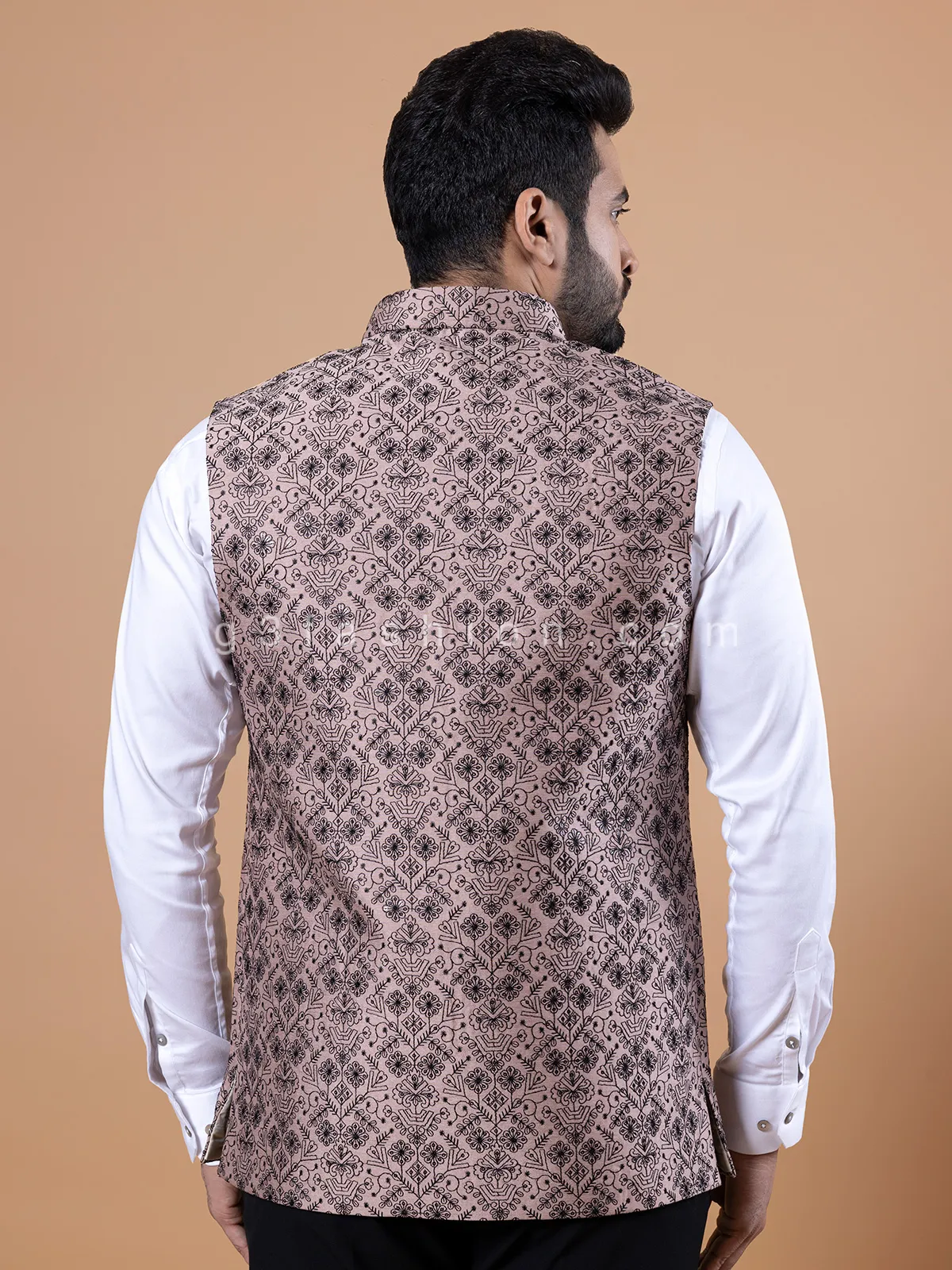 Beige silk wedding waistcoat