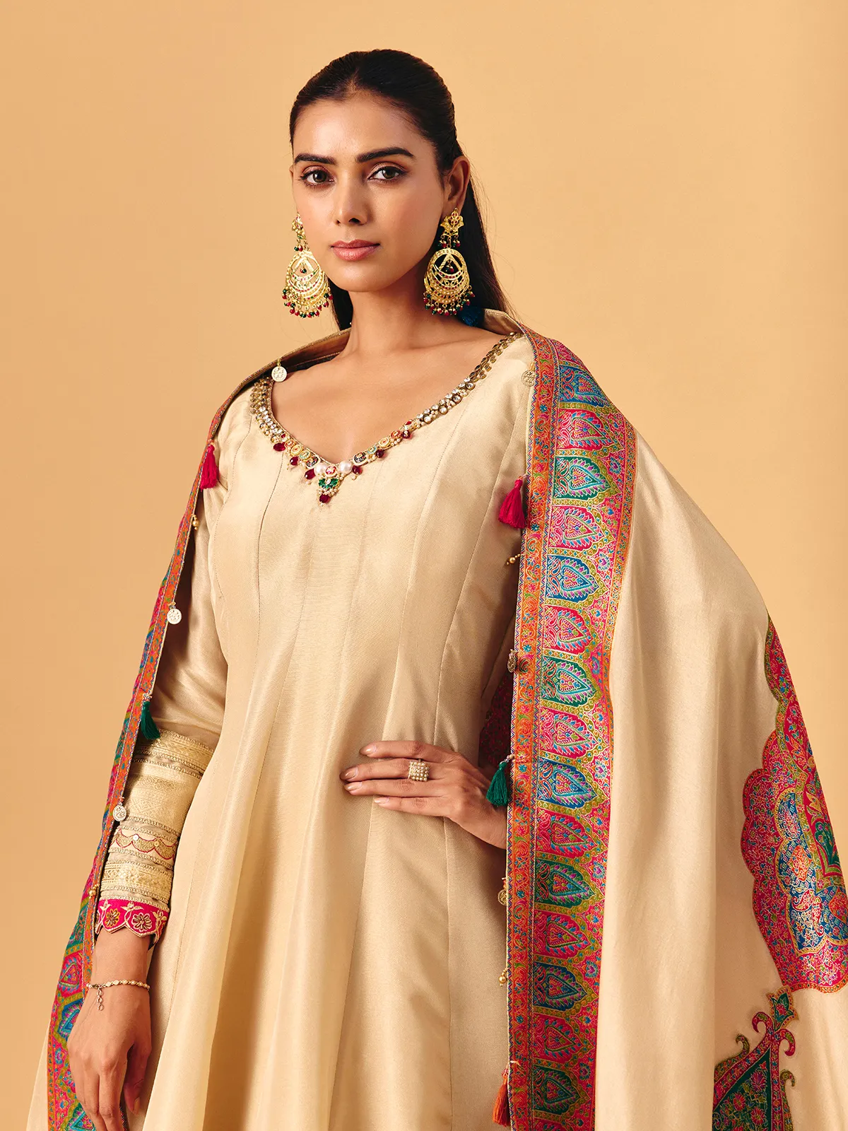tissue silk anarkali dress Powder Peach Tissue Silk Gota Patti Embroidered Bridal Anarkali Set by  Seema Gujral at Pernia's Pop Up Shop 2026