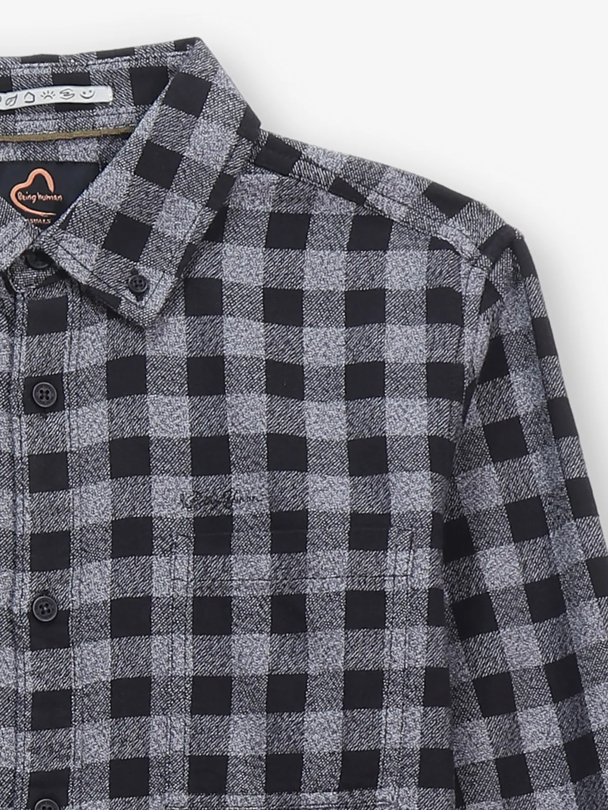 BEING HUMAN black and greyshirt with check