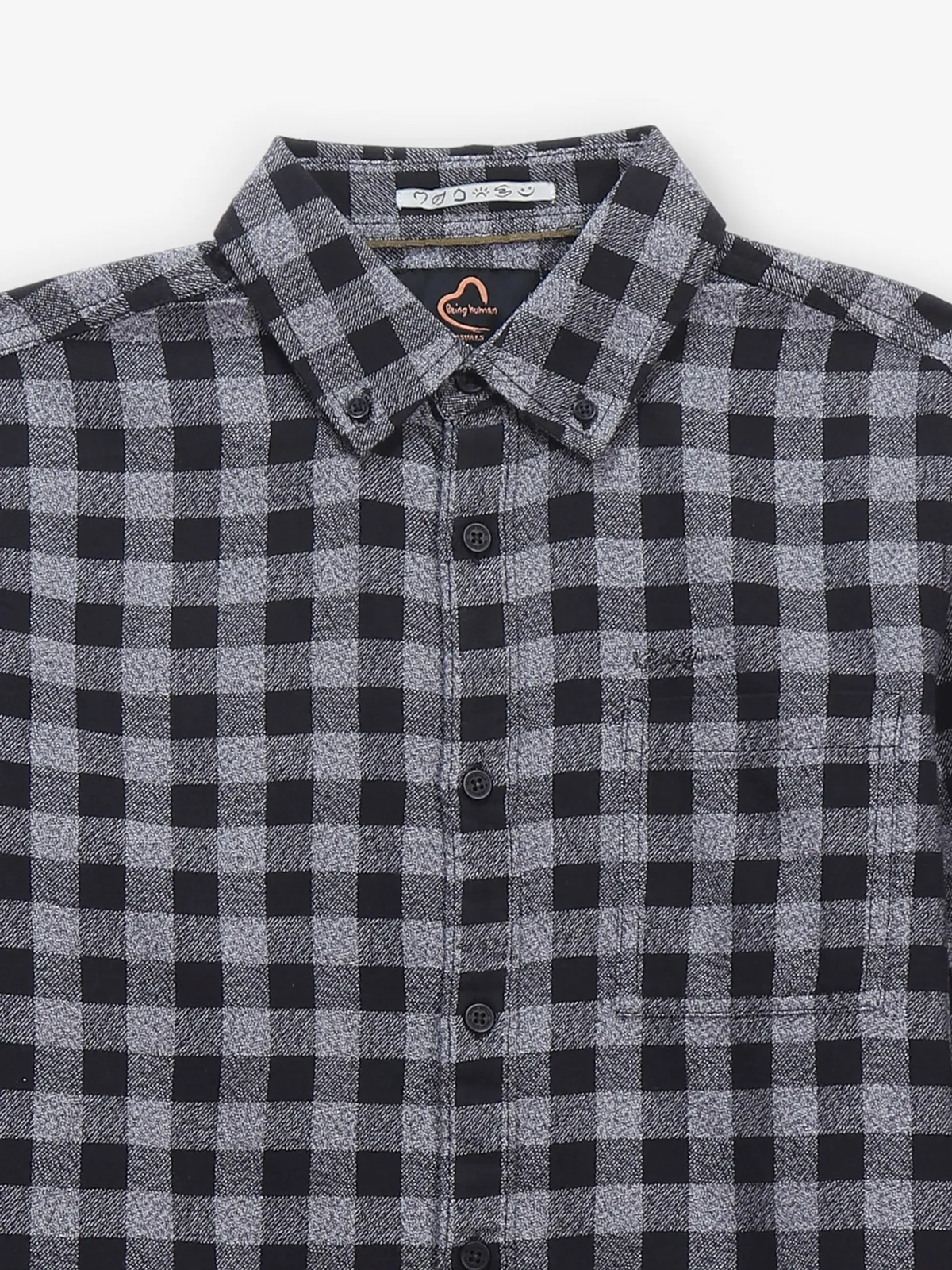 BEING HUMAN black and greyshirt with check