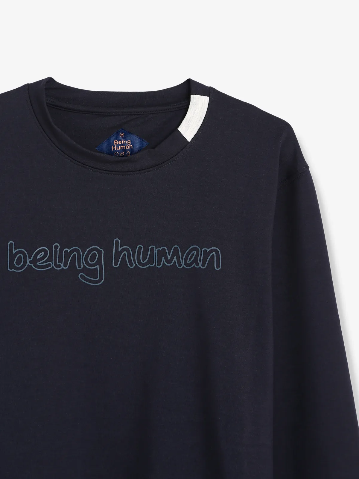 Being Human cotton navy slim fit t shirt