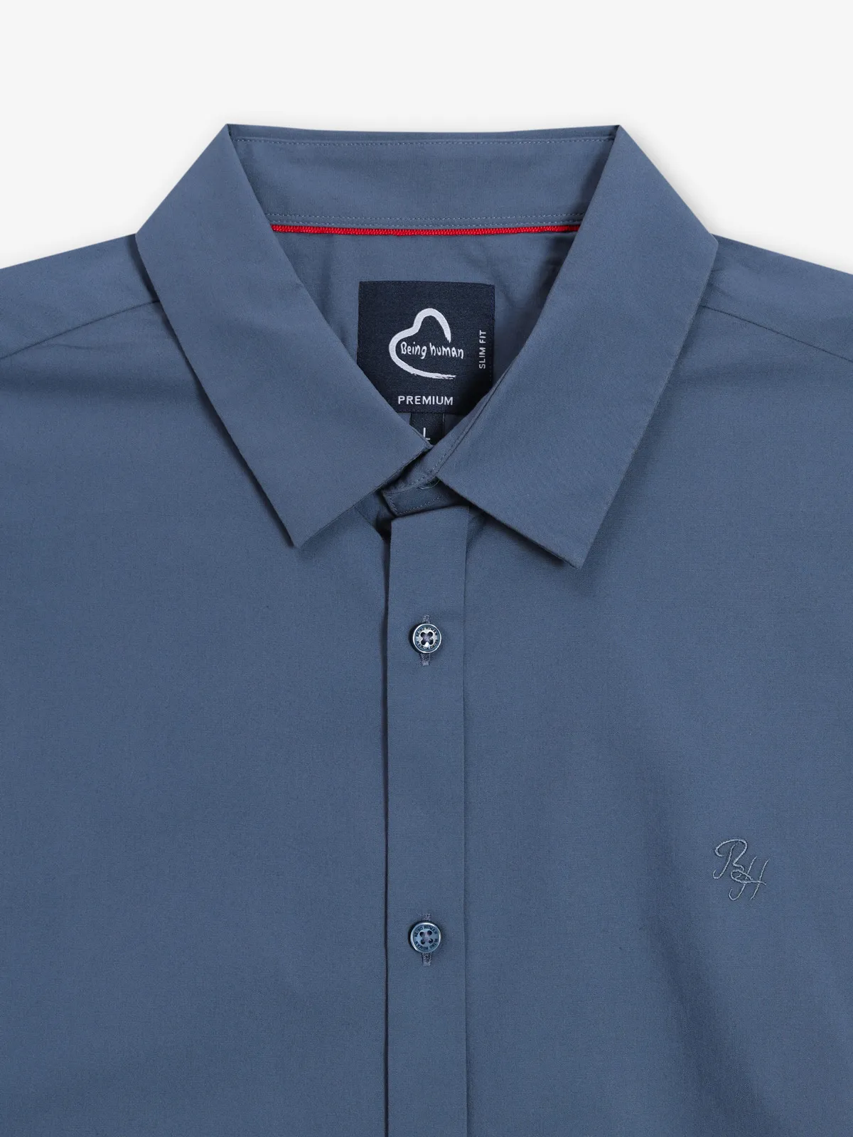 BEING HUMAN grey plain cotton shirt