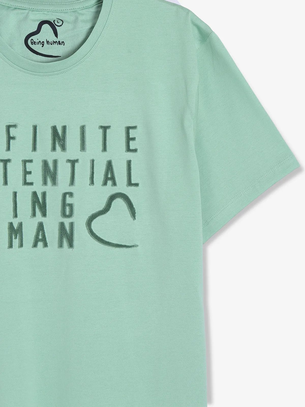 BEING HUMAN light green plain t-shirt