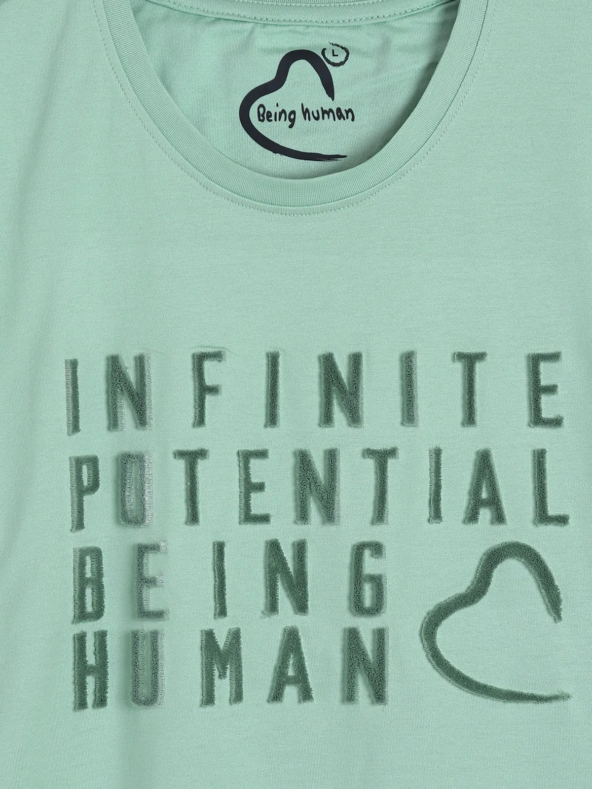 BEING HUMAN light green plain t-shirt