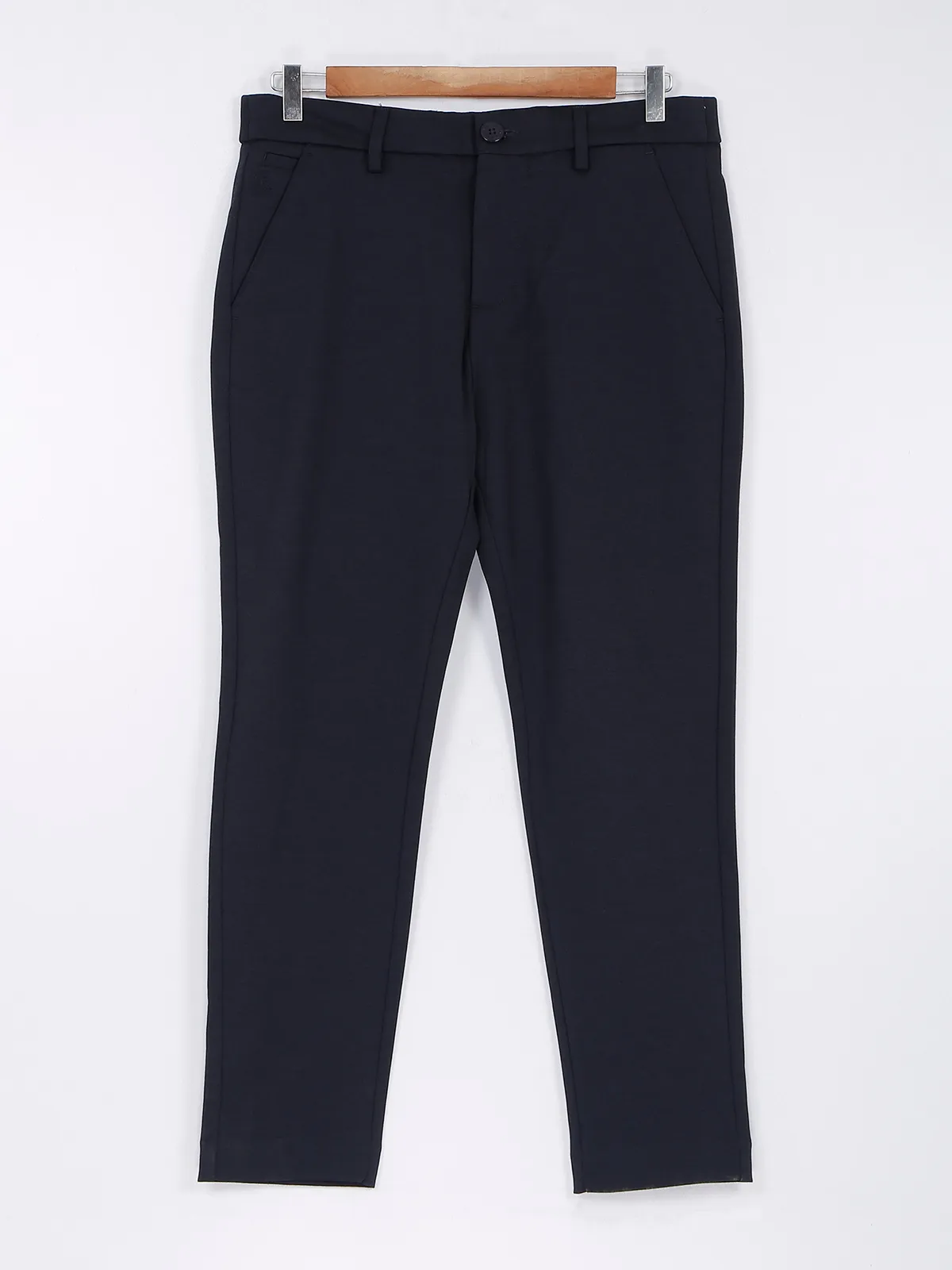 Being Human navy solid cotton trouser