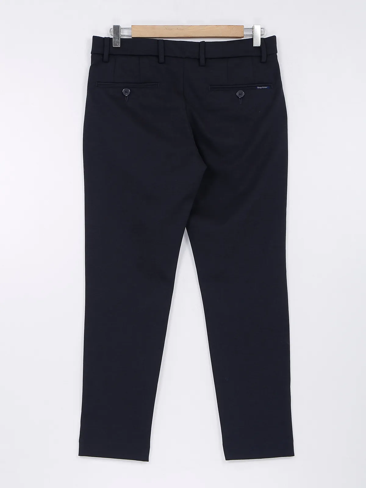 Being Human navy solid cotton trouser