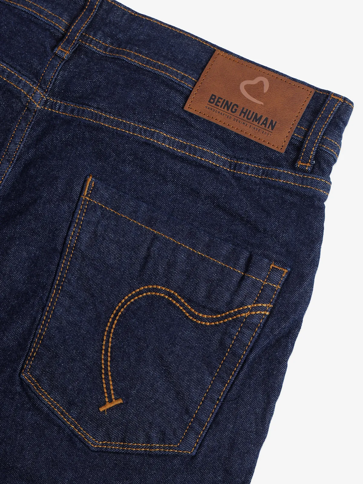 BEING HUMAN navy solid slim fit jeans