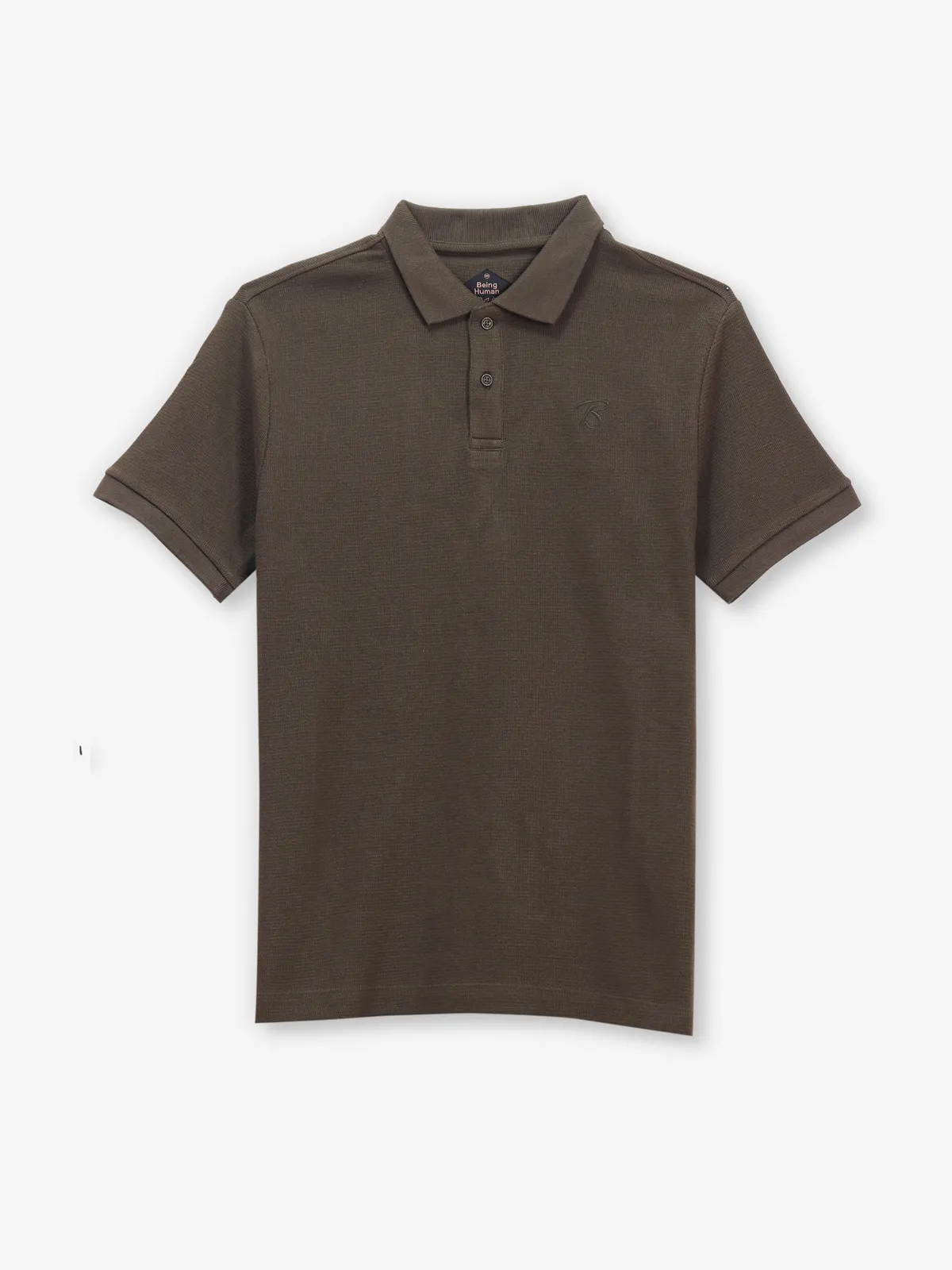 BEING HUMAN olive plain cotton t-shirt