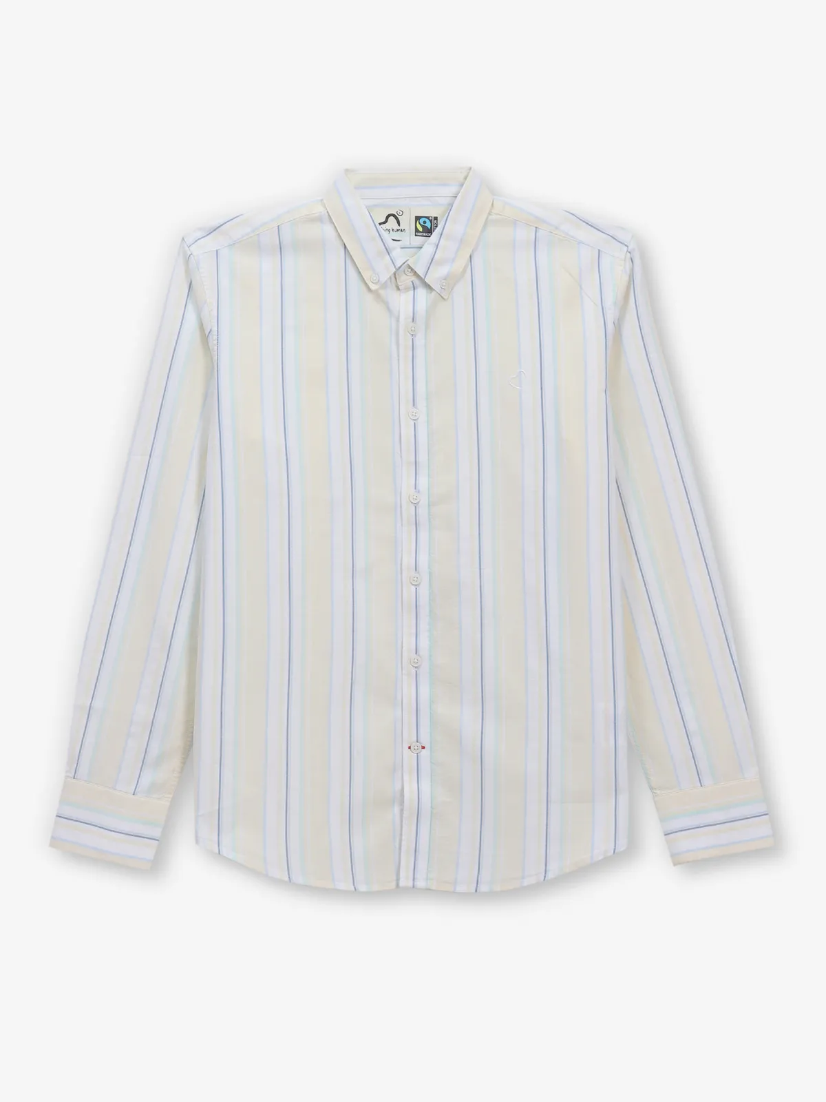 BEING HUMAN stripe yellow cotton shirt