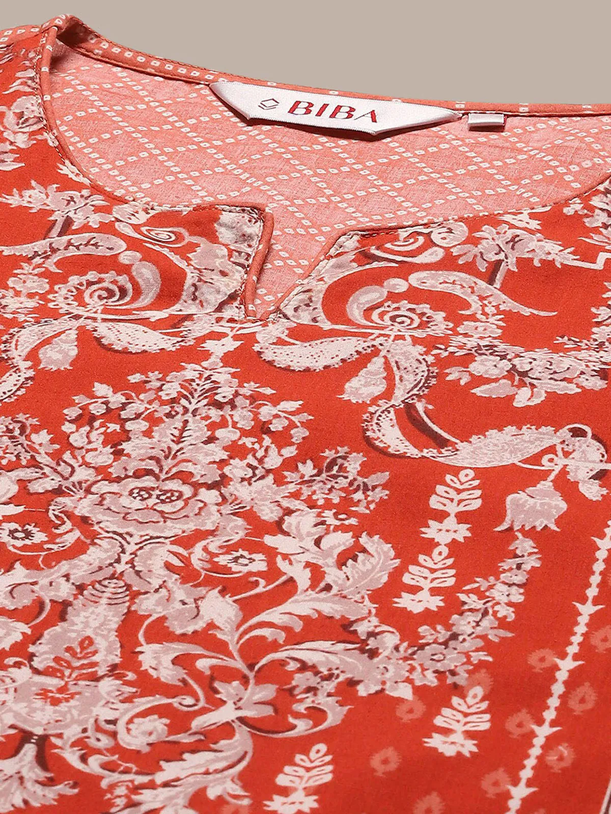 BIBA red printed straight kurti