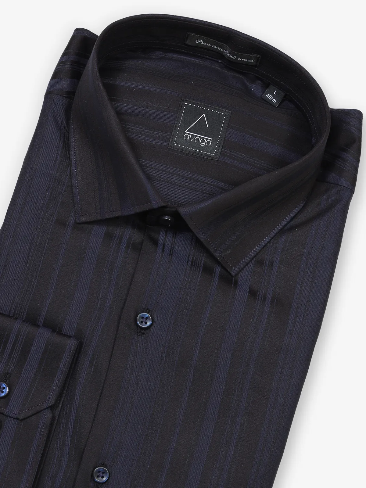 Black and navy striped cotton shirt