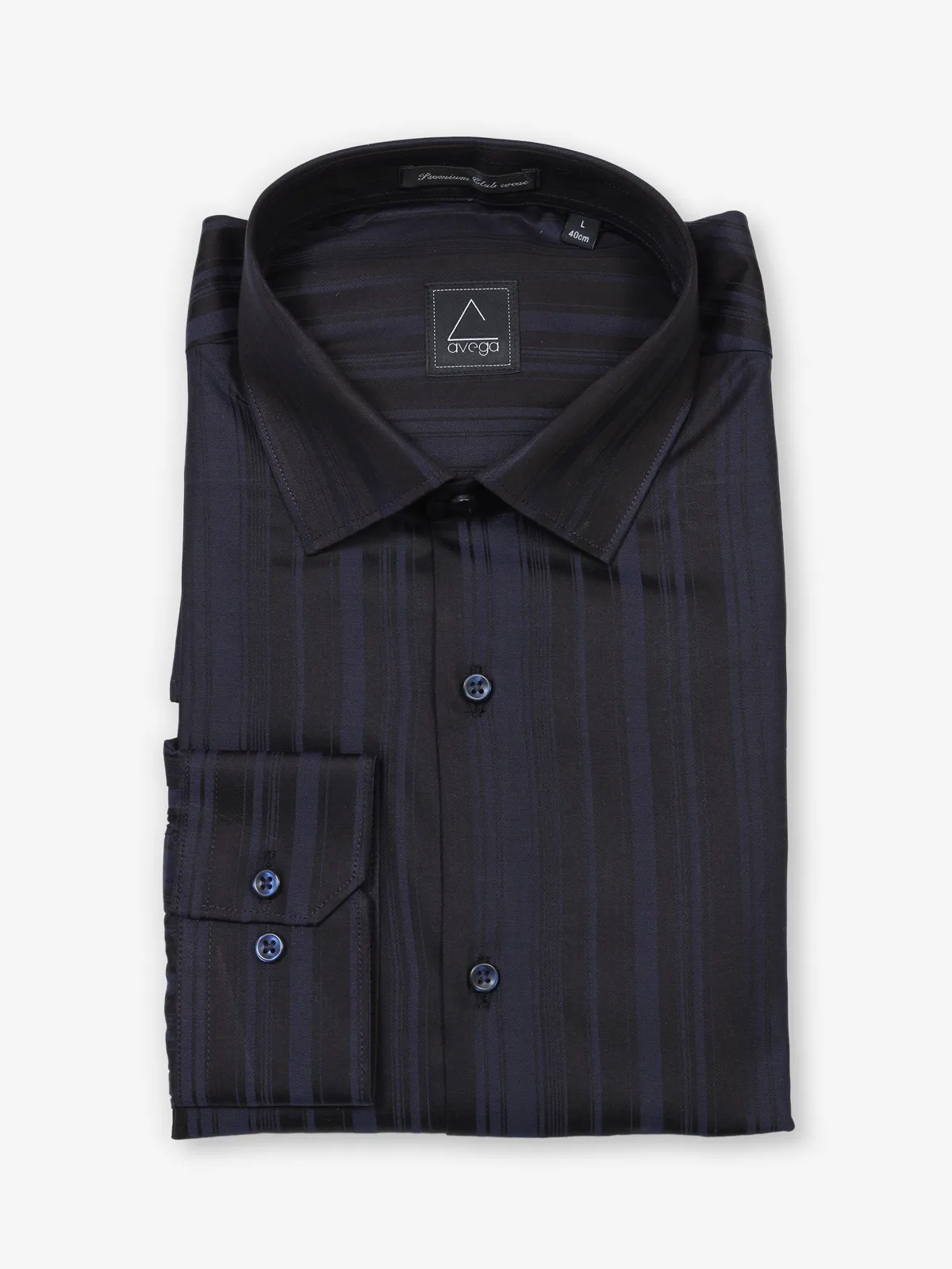 Black and navy striped cotton shirt