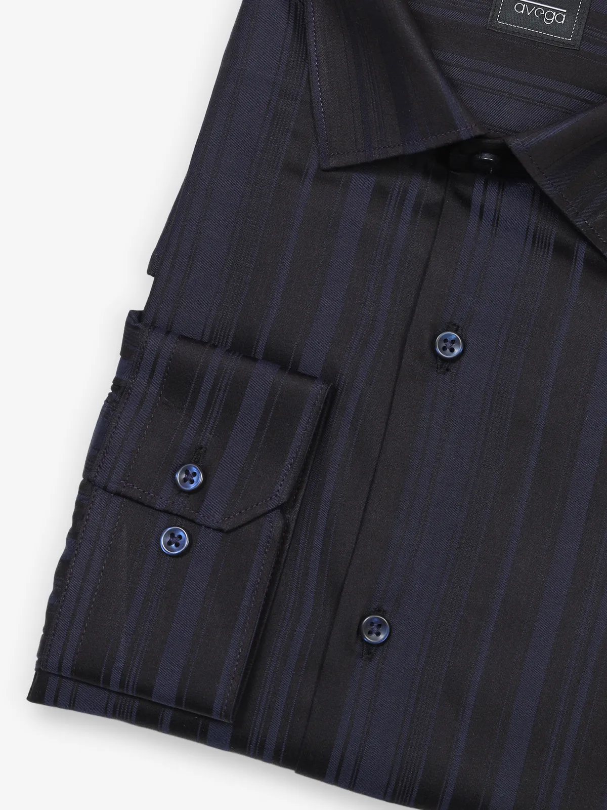 Black and navy striped cotton shirt