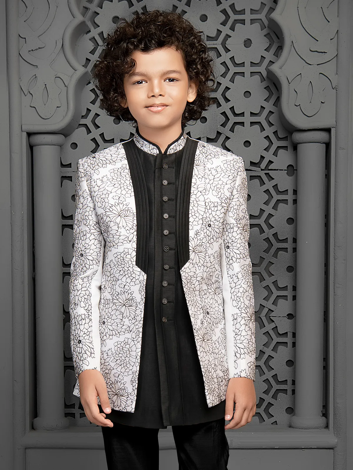 Black and White luxurious indo western for boys