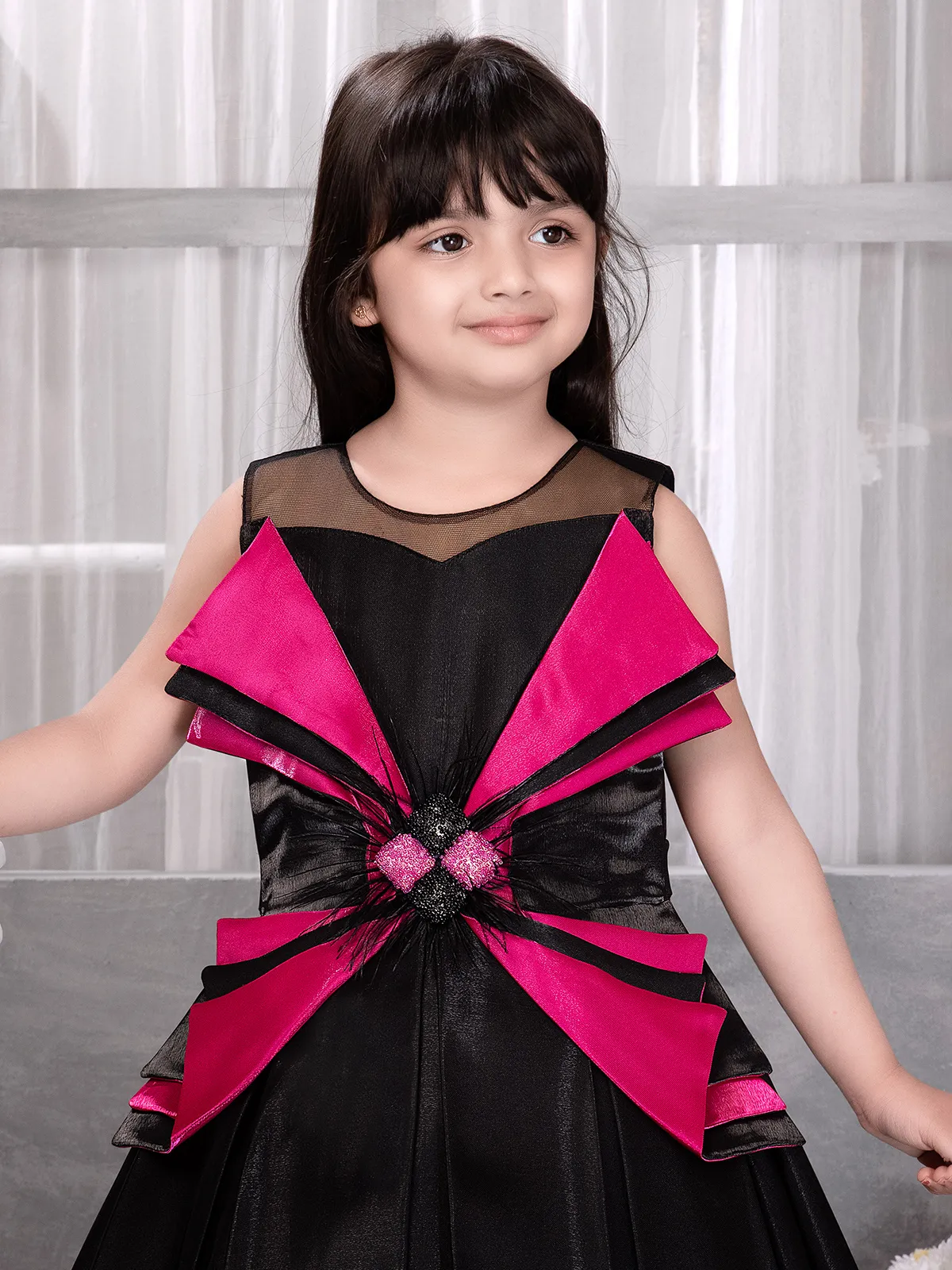 Black classy silk frock for girls