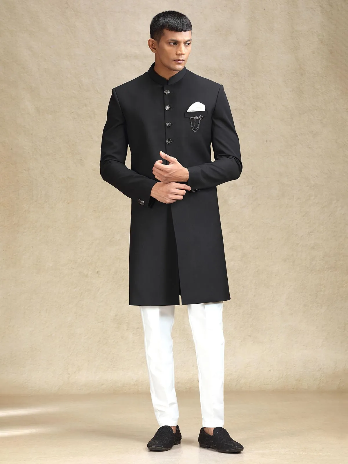 Black magestic simple indo western for men