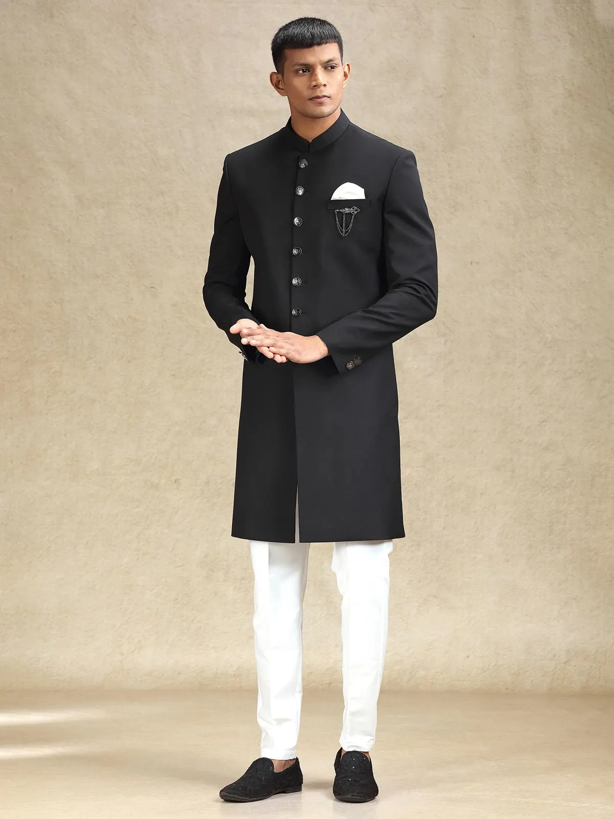 Black magestic simple indo western for men