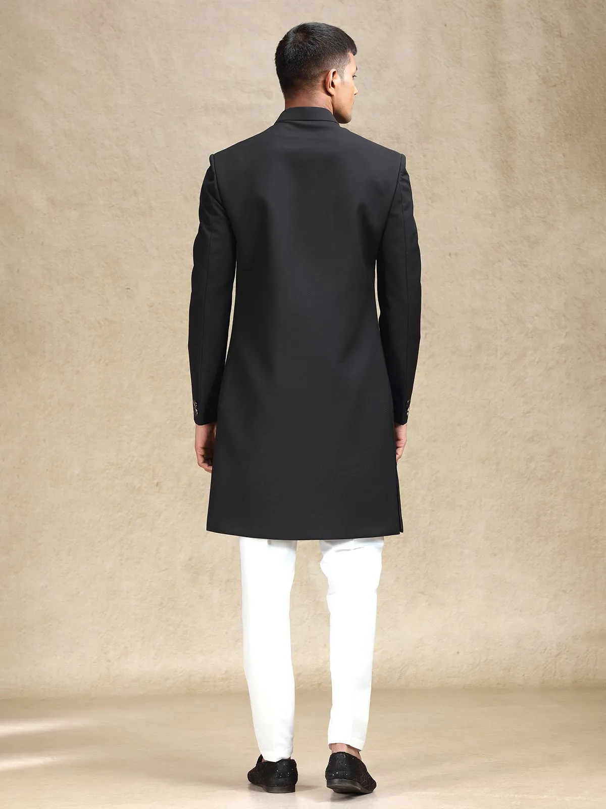 Black magestic simple indo western for men