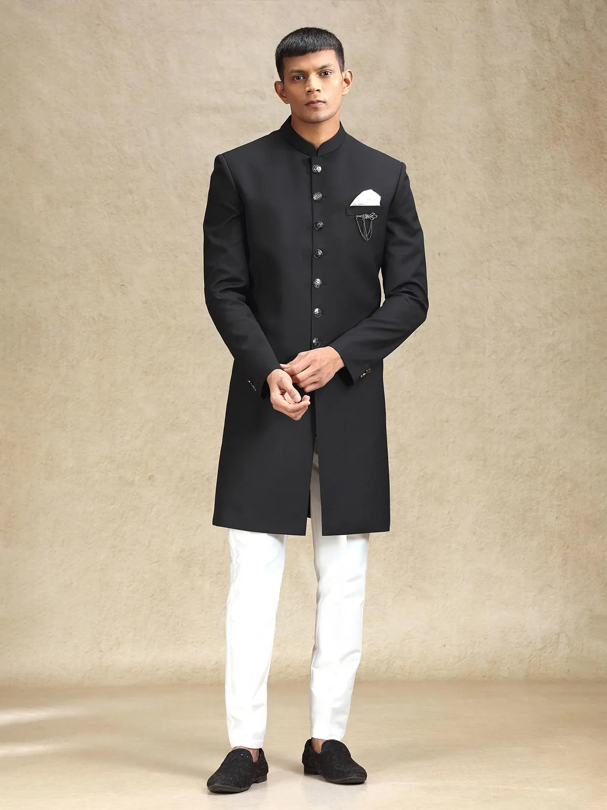 Black magestic simple indo western for men