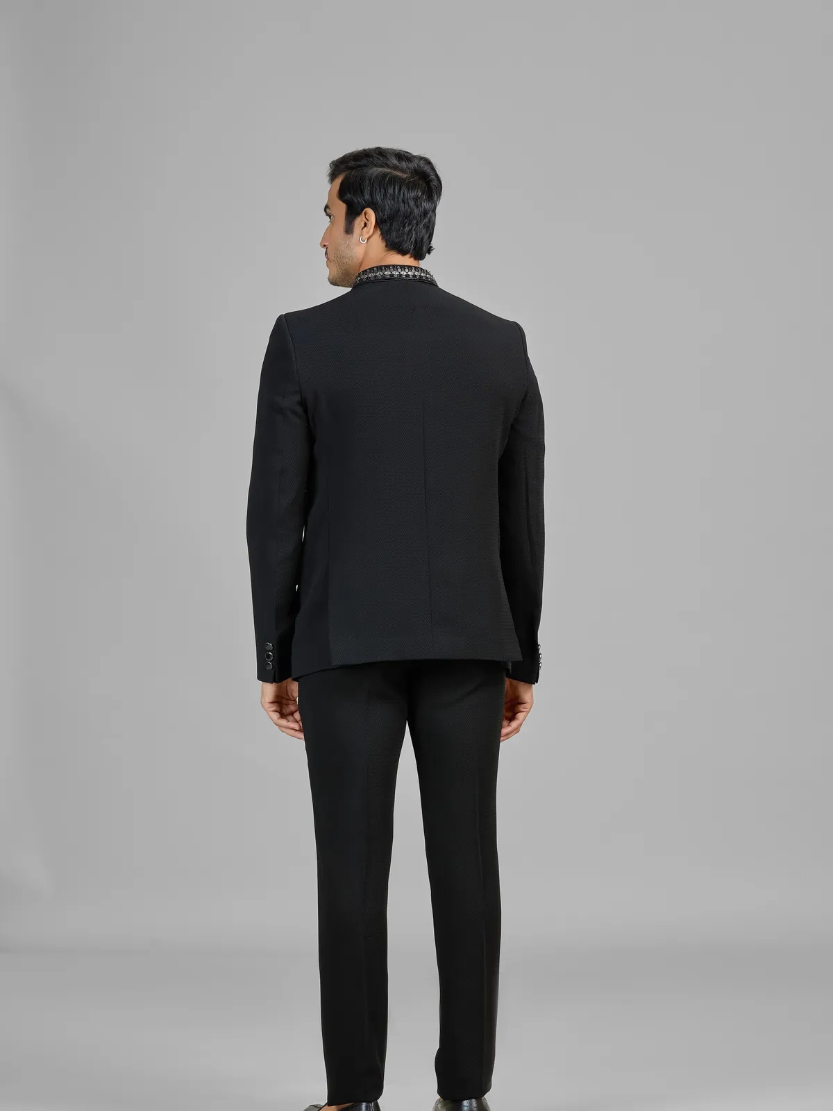 Black party wear terry rayon jodhpuri suit