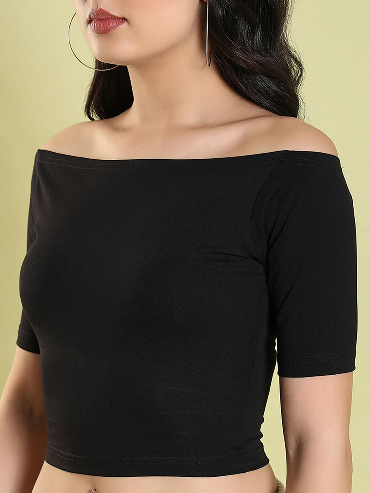 Black plain off shoulder blouse