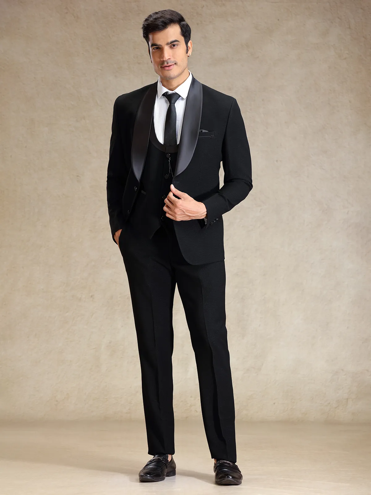Black polyster reception wear coat suit