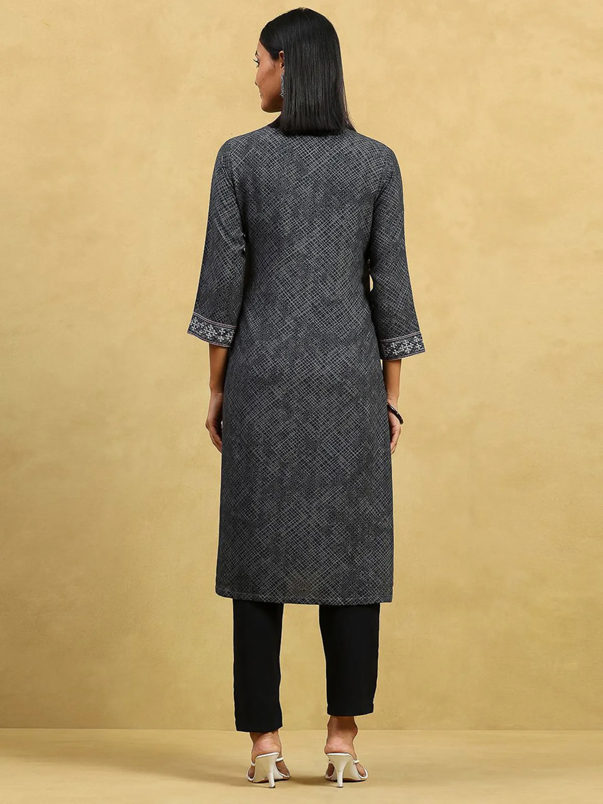 Black printed cotton kurti for casual wear