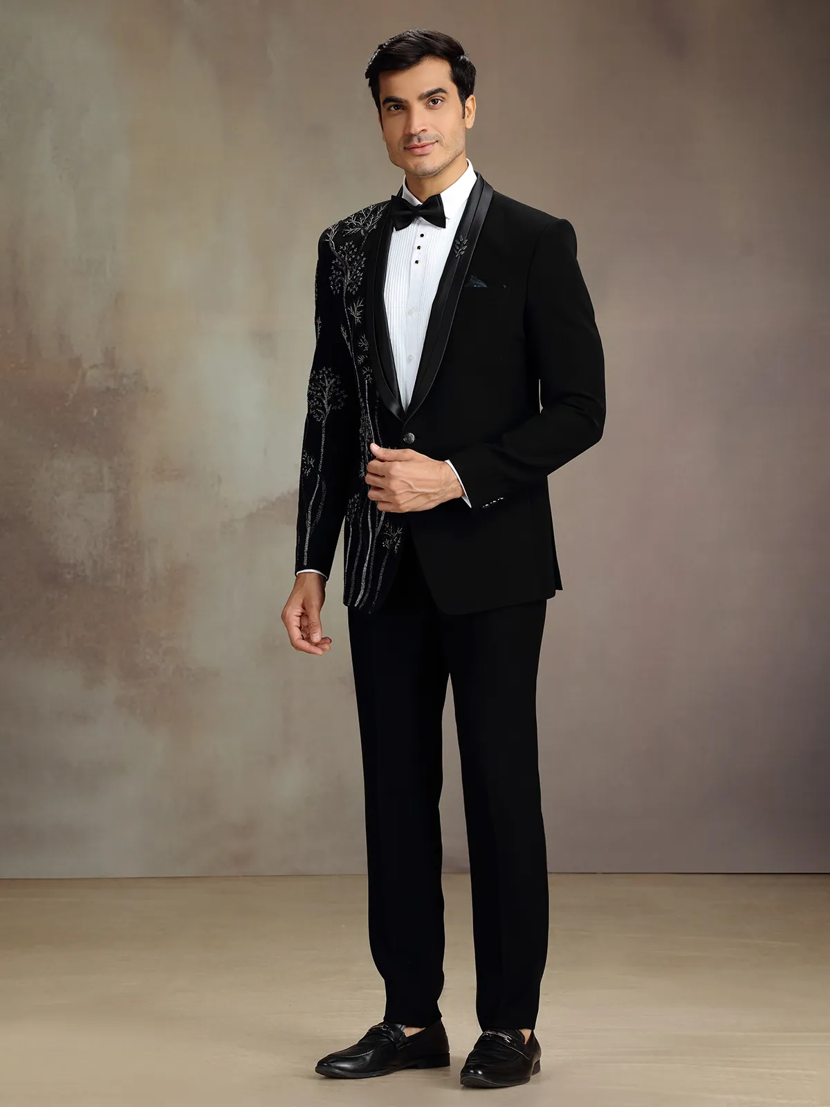 Black royal zardosi coat suit