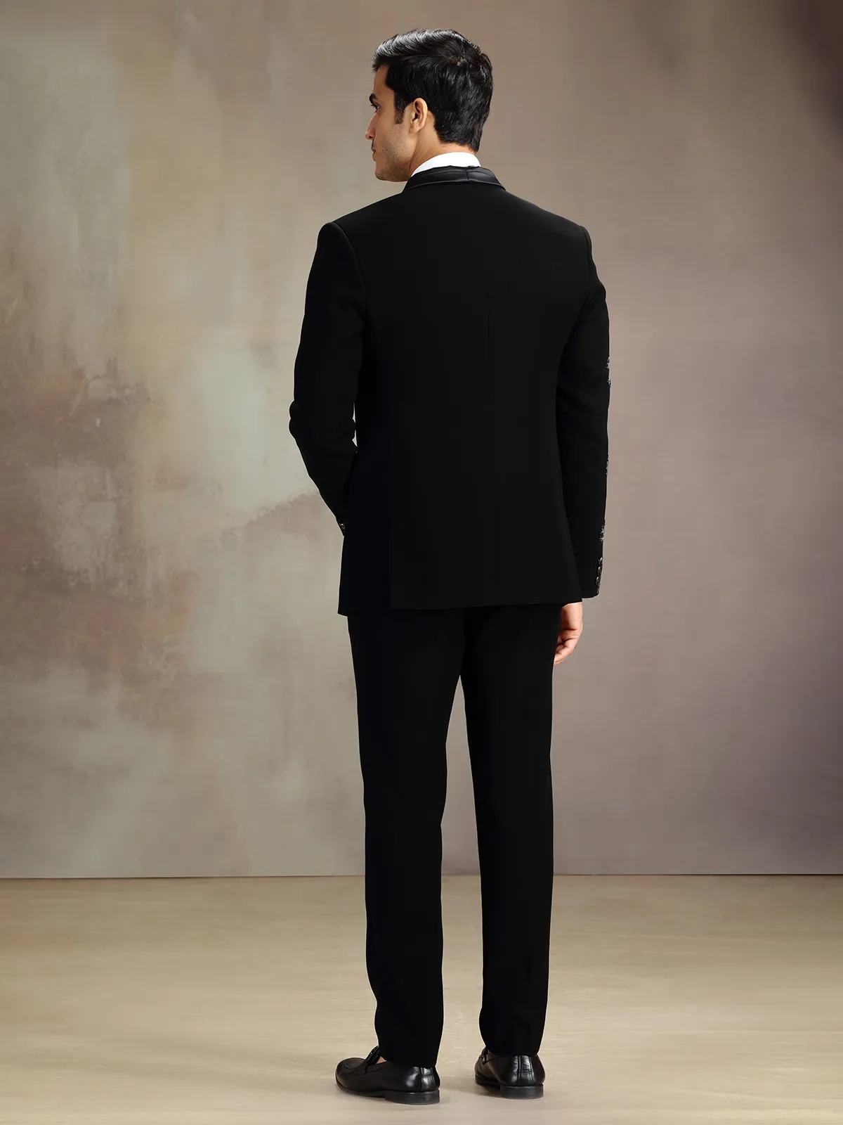 Black royal zardosi coat suit