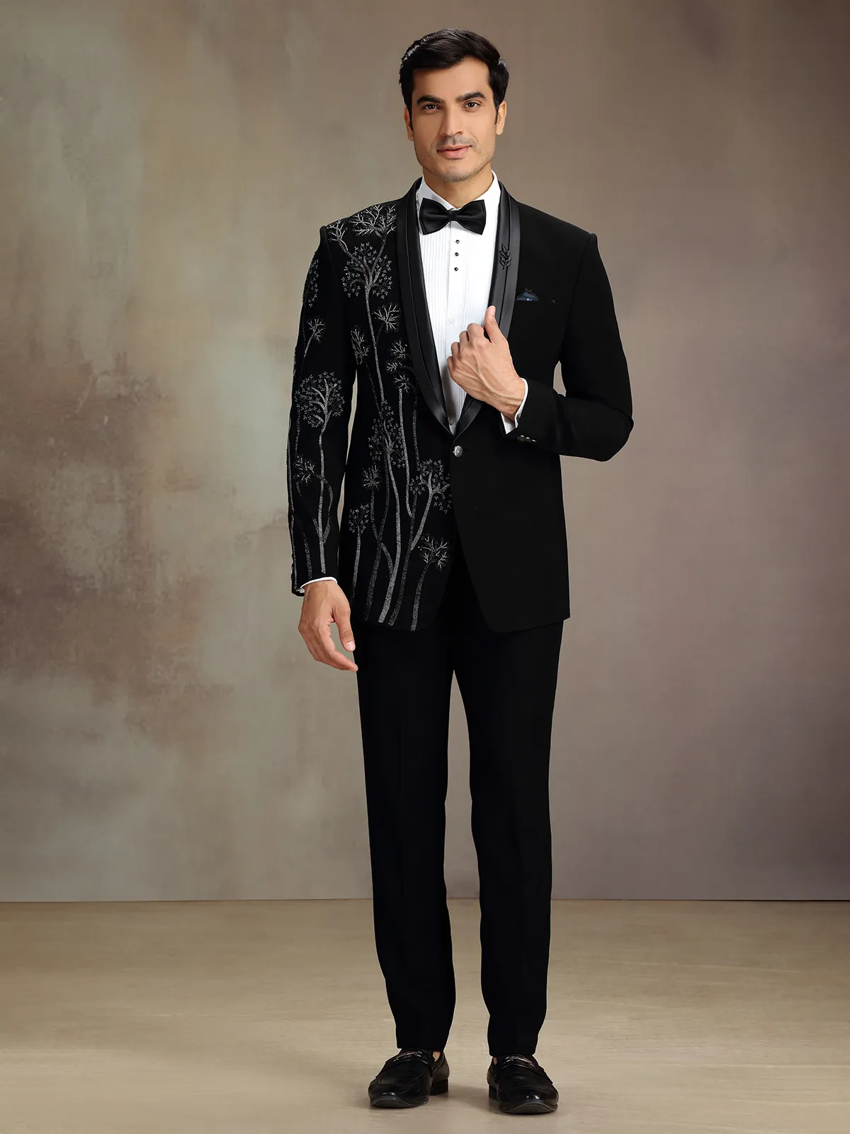 Black royal zardosi coat suit