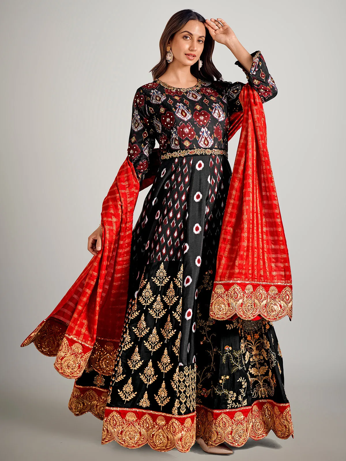 red and black pakistani dress Red/Black Marina Suit