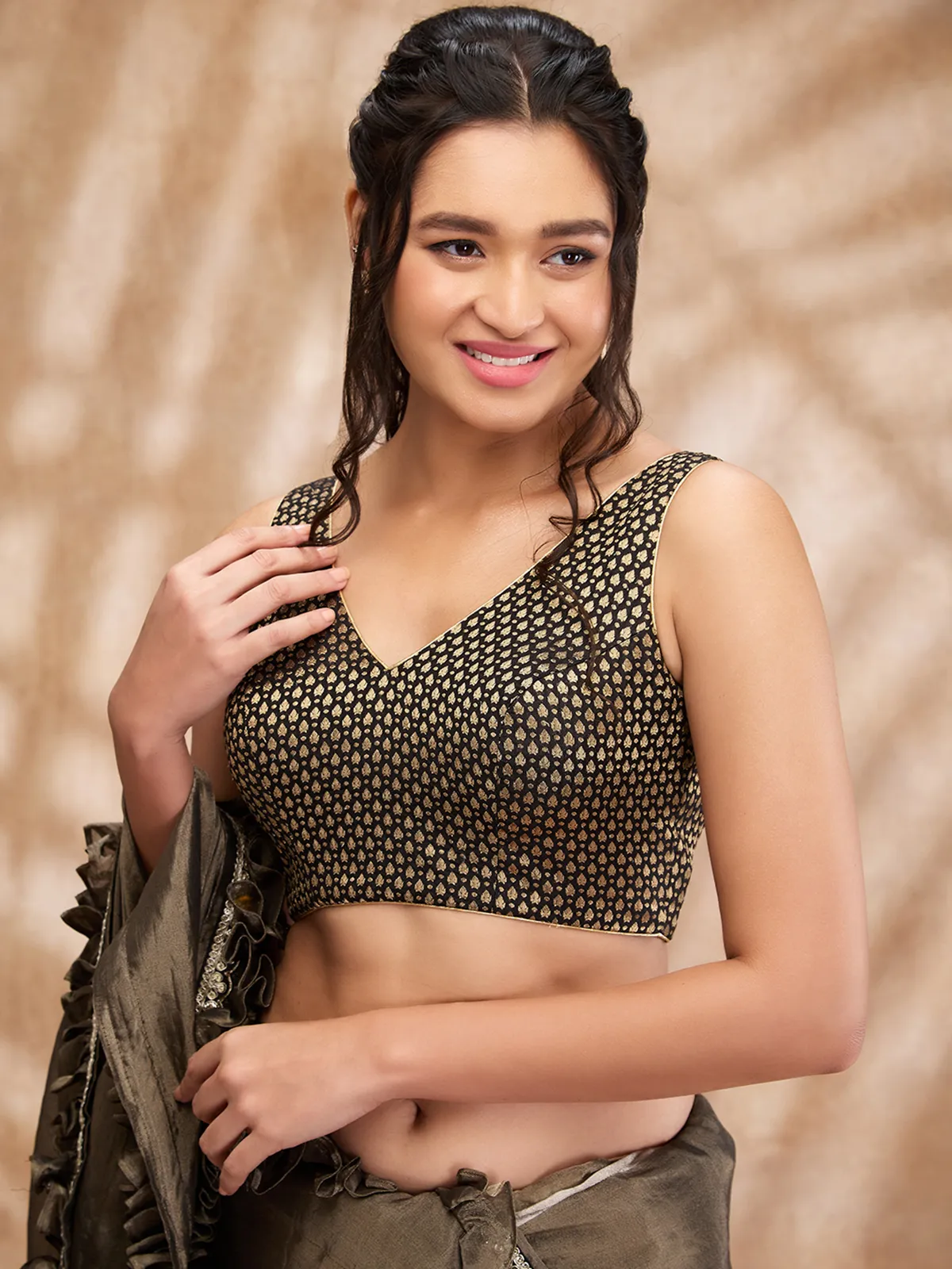 Black silk zari weaving blouse