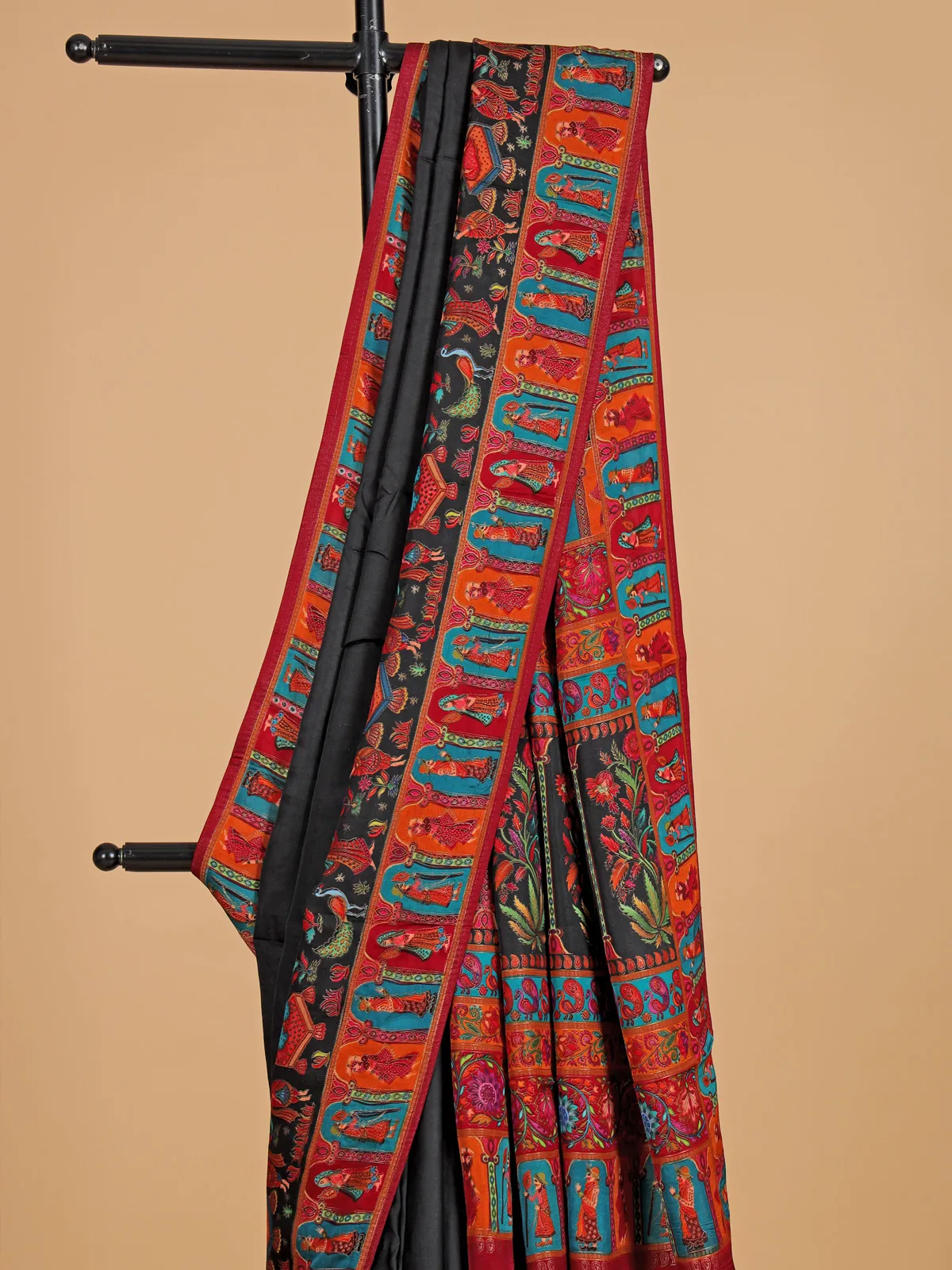 Black silk zari weaving saree for women