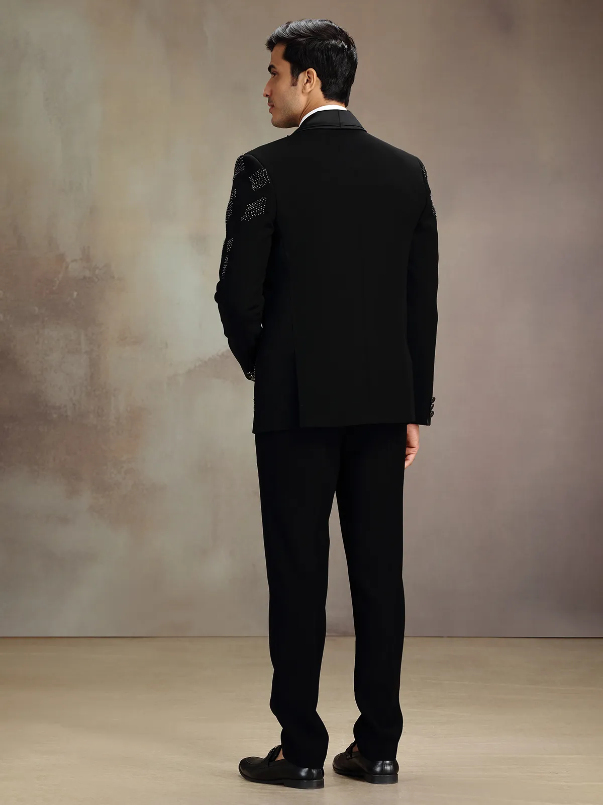 Black stones embellished coat suit