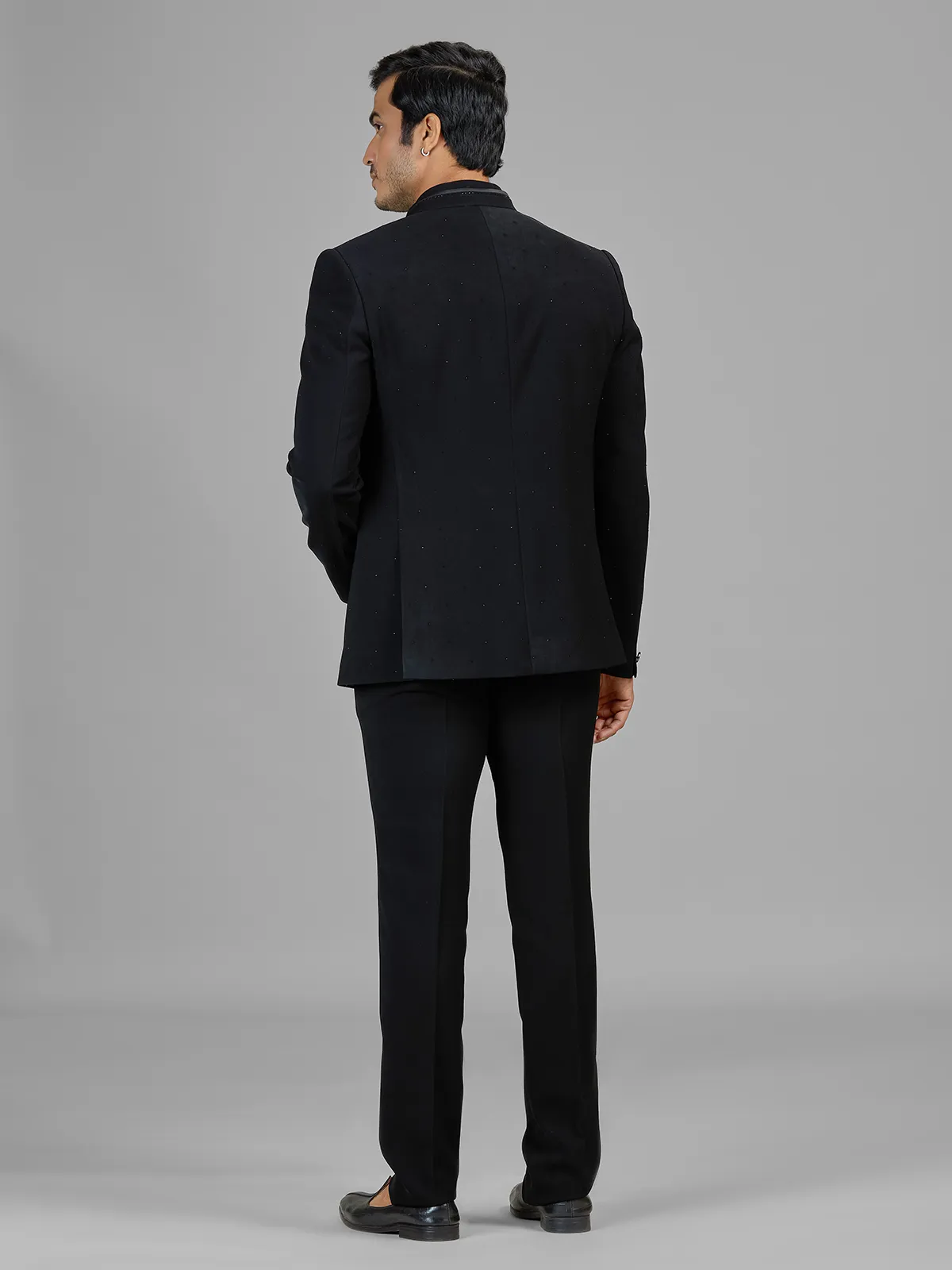 Black terry rayon jacket style jodhpuri suit