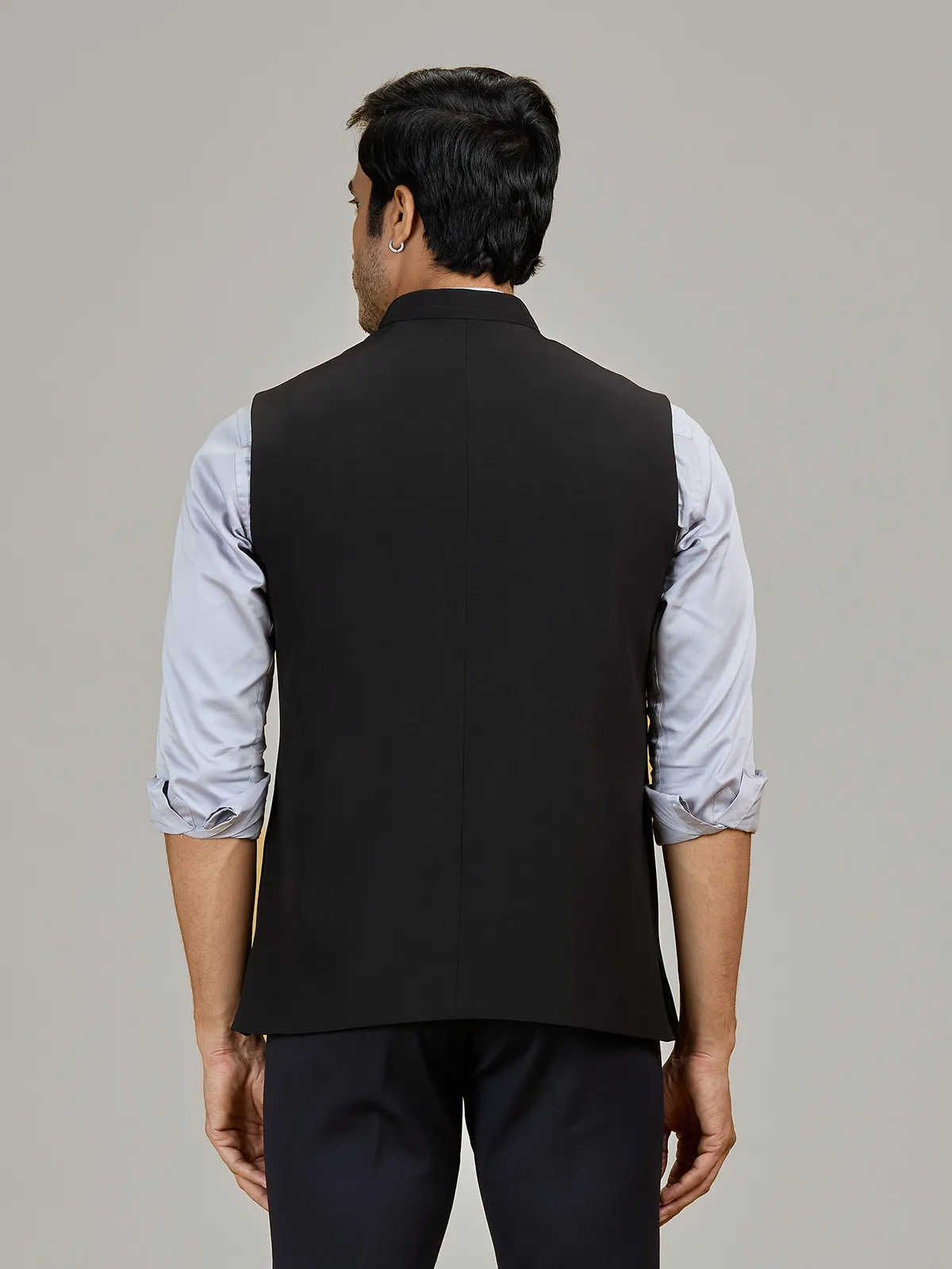 Black terry rayon waistcoat for formal occasions