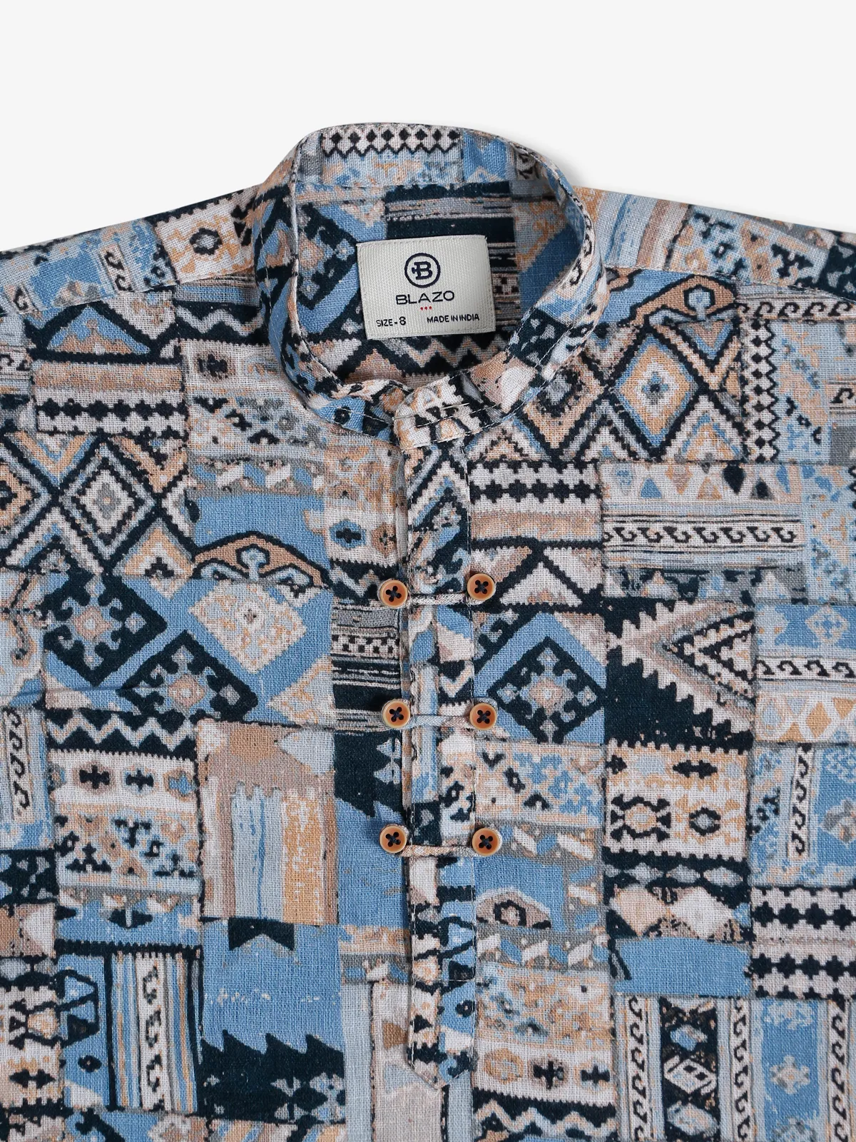 Blazo cotton sky blue printed shirt