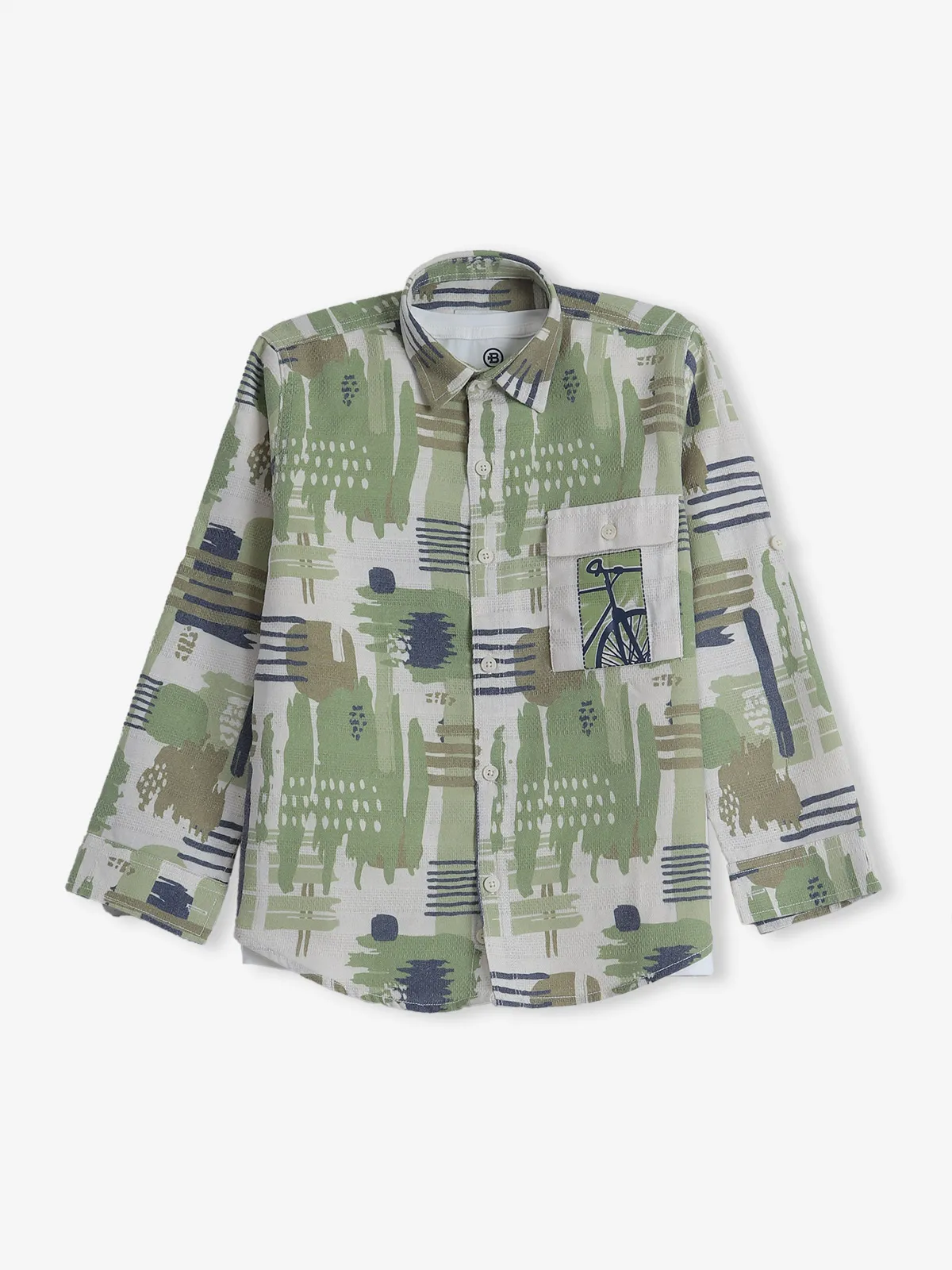 BLAZO green printed cotton shirt