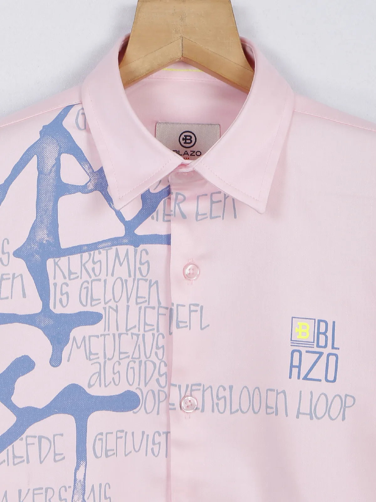 Blazo light pink cotton printed shirt