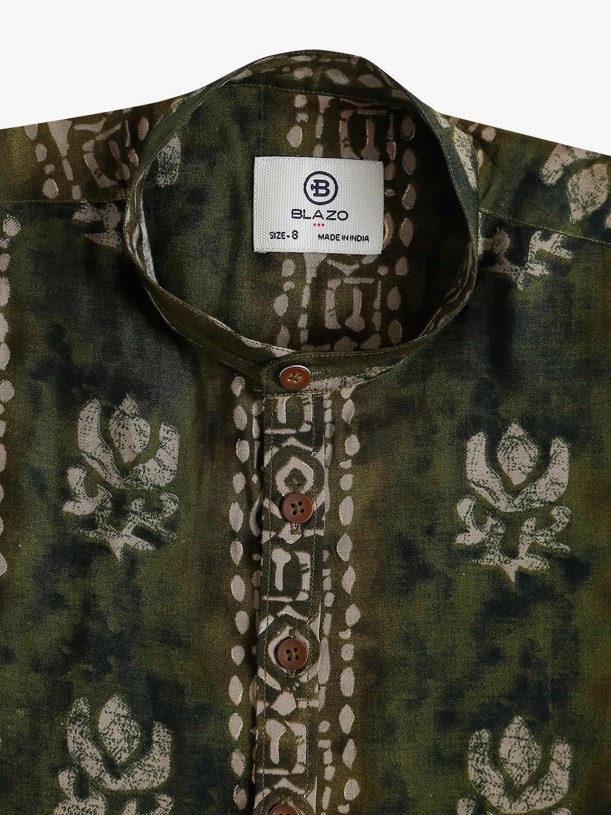 Blazo olive printed cotton shirt