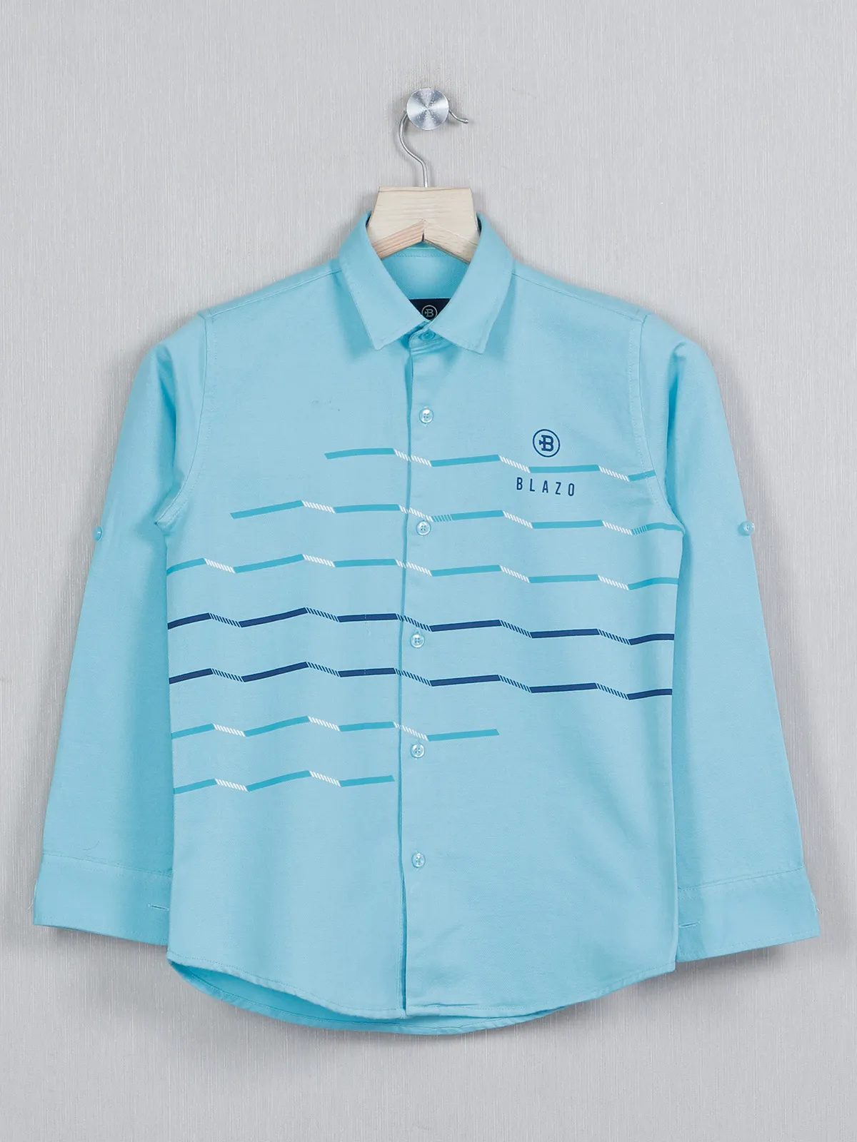 Blazo printed aqua casual wear shirt in cotton